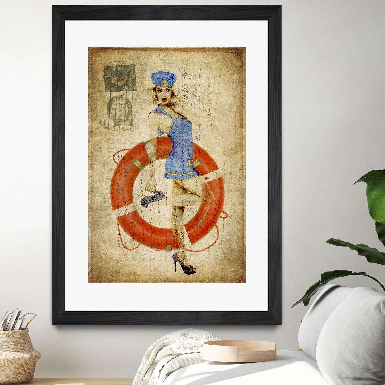 Pinup Girl Sailing by GI ArtLab on GIANT ART - red vintage