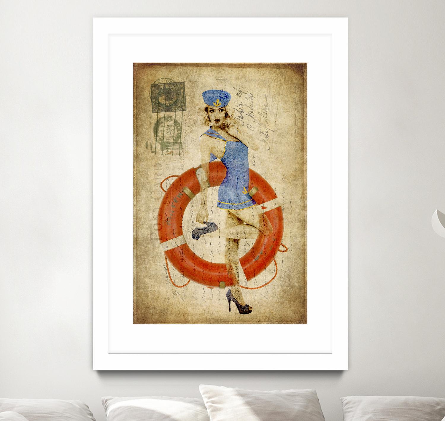 Pinup Girl Sailing by GI ArtLab on GIANT ART - red vintage