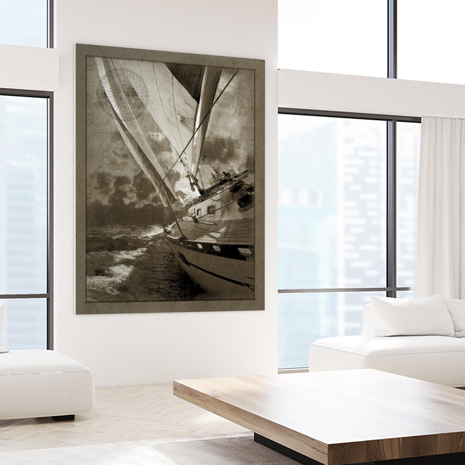 Sailing in Sepia A by GI ArtLab on GIANT ART - brown nautical