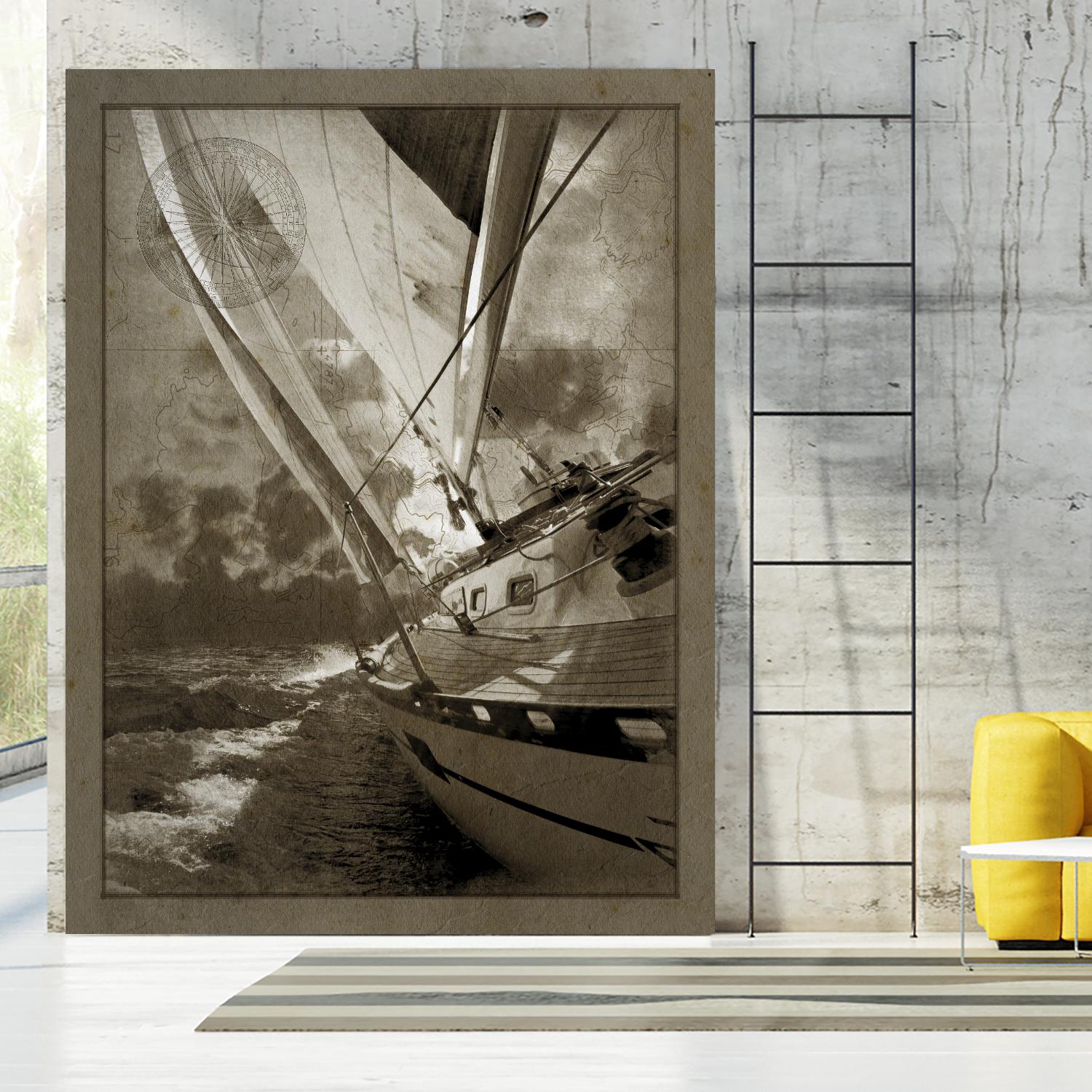 Sailing in Sepia A by GI ArtLab on GIANT ART - brown nautical