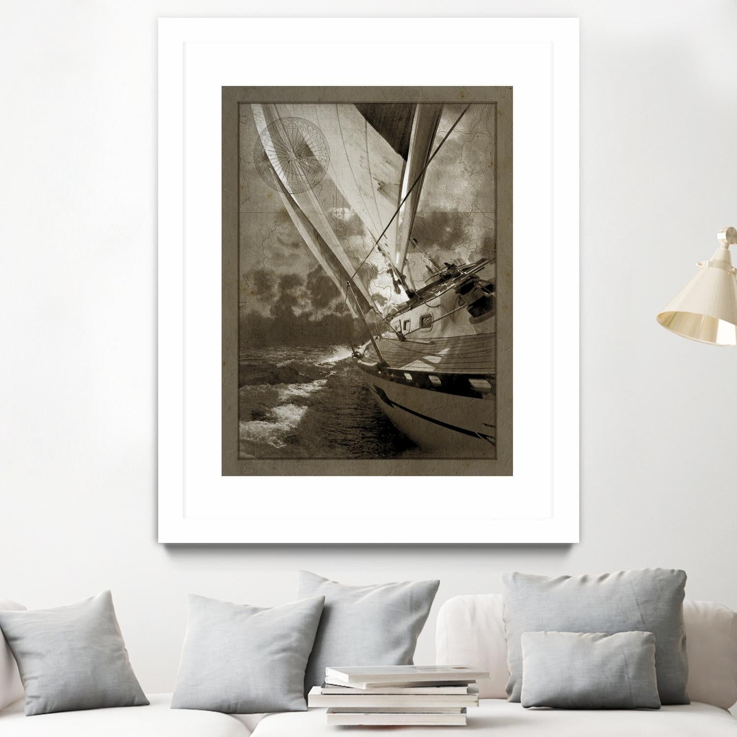 Sailing in Sepia A by GI ArtLab on GIANT ART - brown nautical