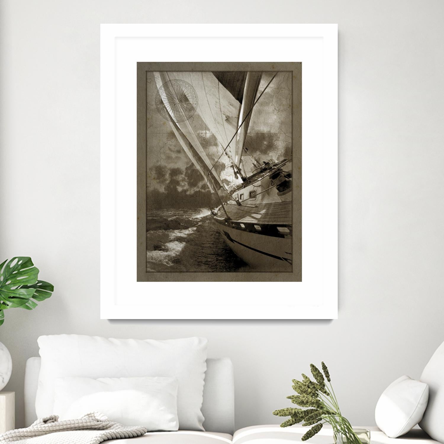 Sailing in Sepia A by GI ArtLab on GIANT ART - brown nautical