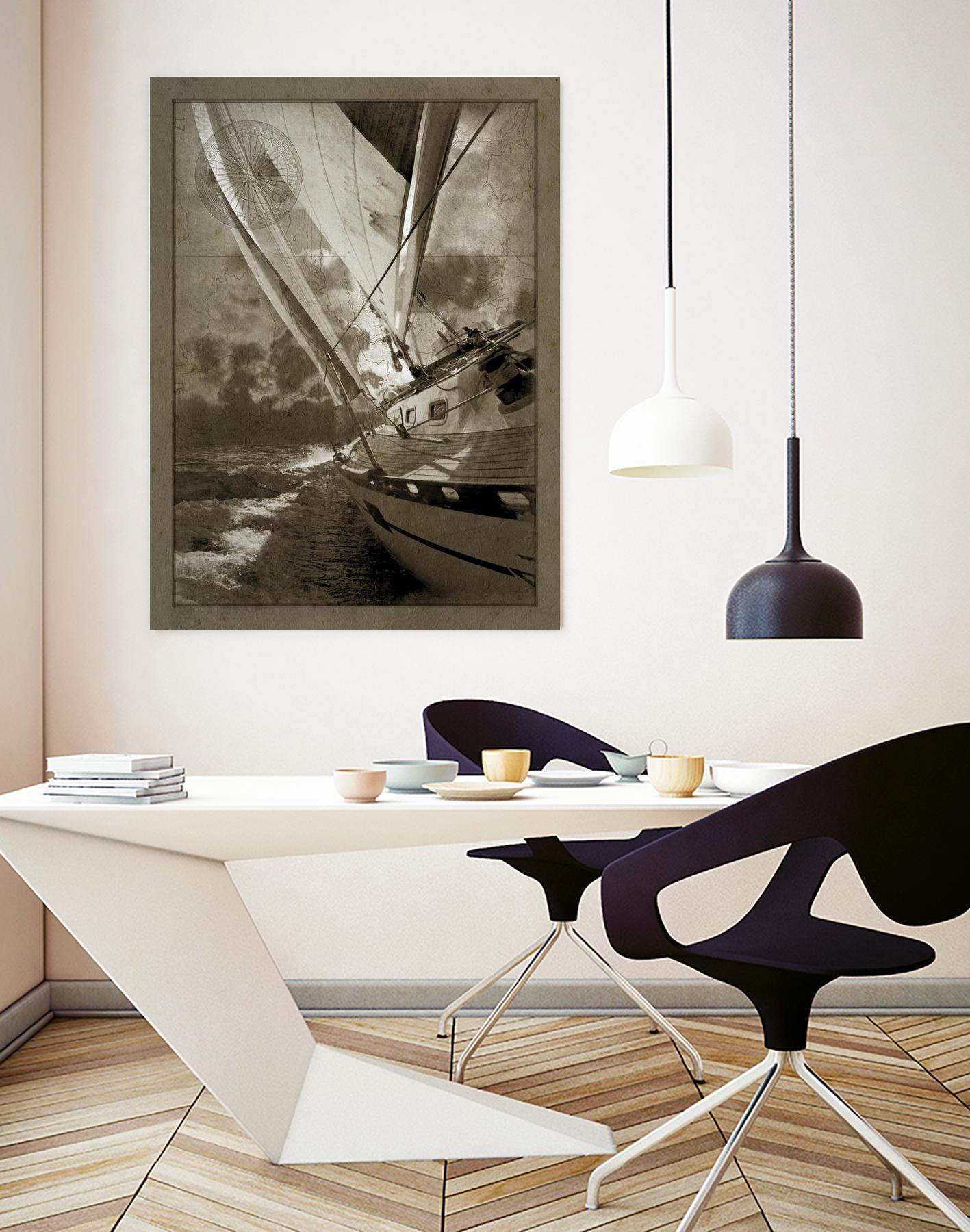 Sailing in Sepia A by GI ArtLab on GIANT ART - brown nautical