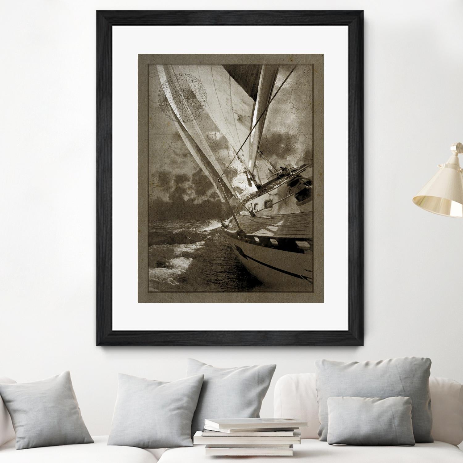 Sailing in Sepia A by GI ArtLab on GIANT ART - brown nautical