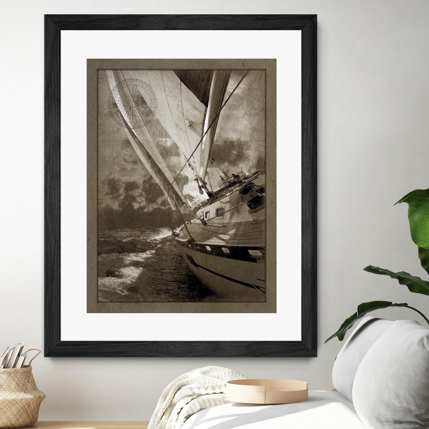 Sailing in Sepia A by GI ArtLab on GIANT ART - brown nautical