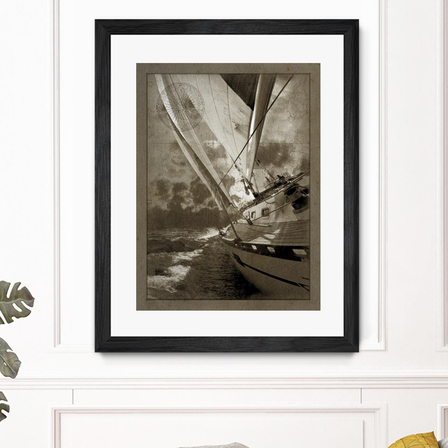 Sailing in Sepia A by GI ArtLab on GIANT ART - brown nautical