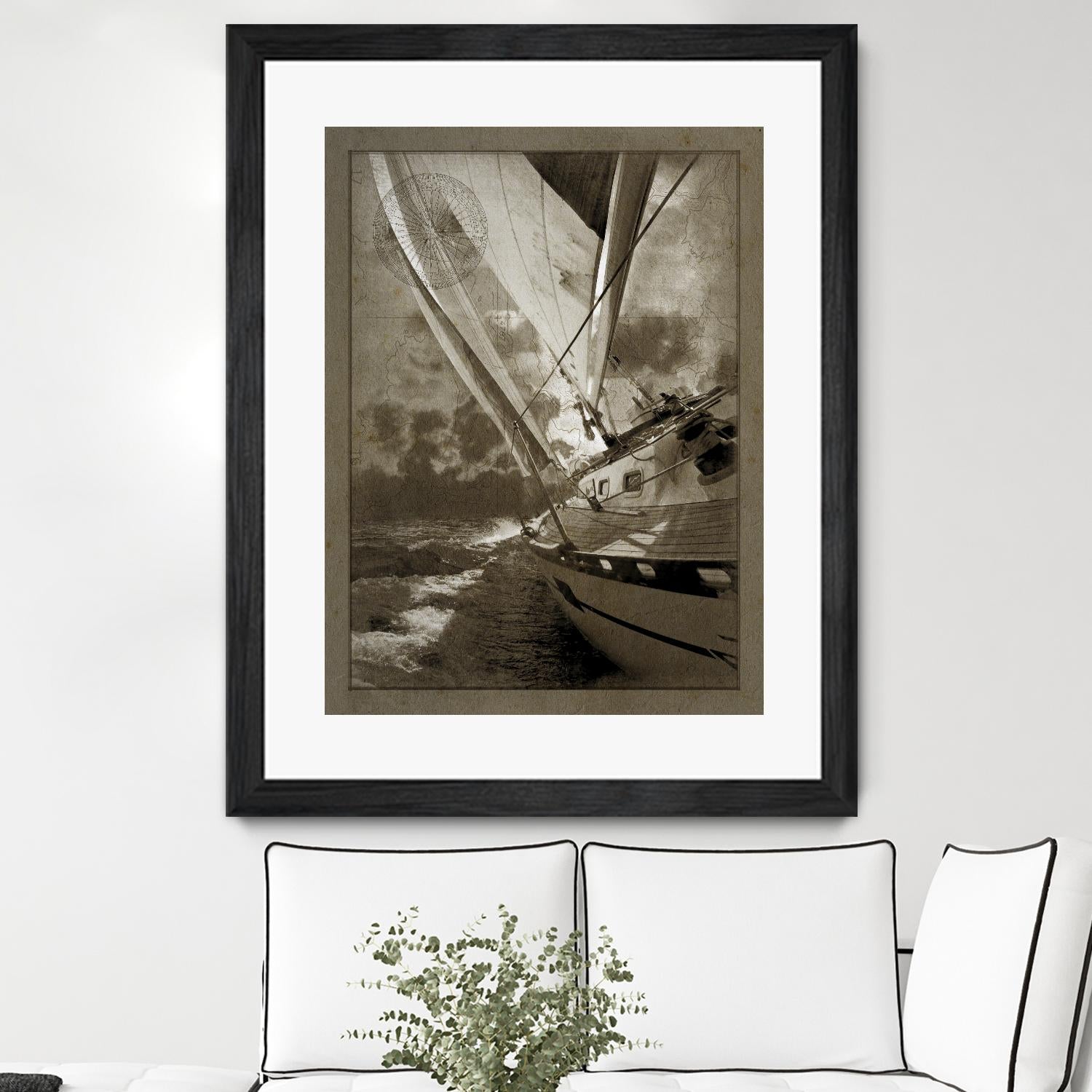Sailing in Sepia A by GI ArtLab on GIANT ART - brown nautical