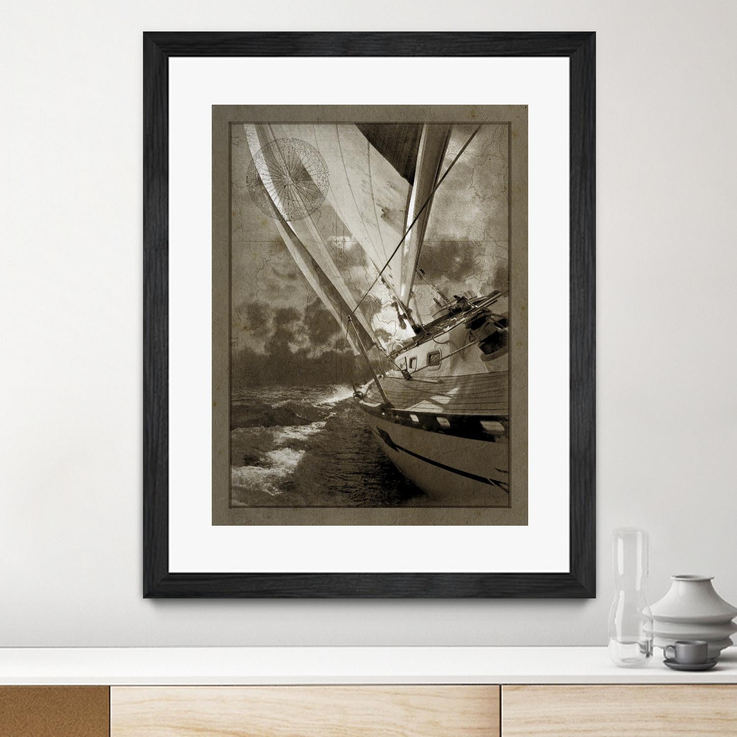 Sailing in Sepia A by GI ArtLab on GIANT ART - brown nautical