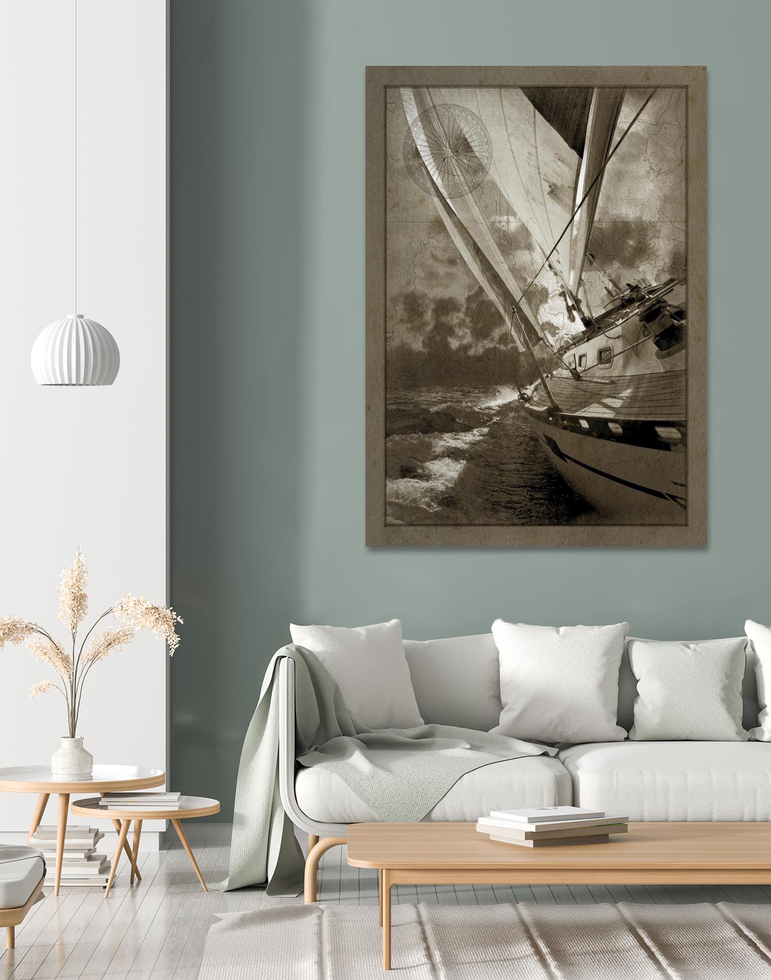 Sailing in Sepia A by GI ArtLab on GIANT ART - brown nautical