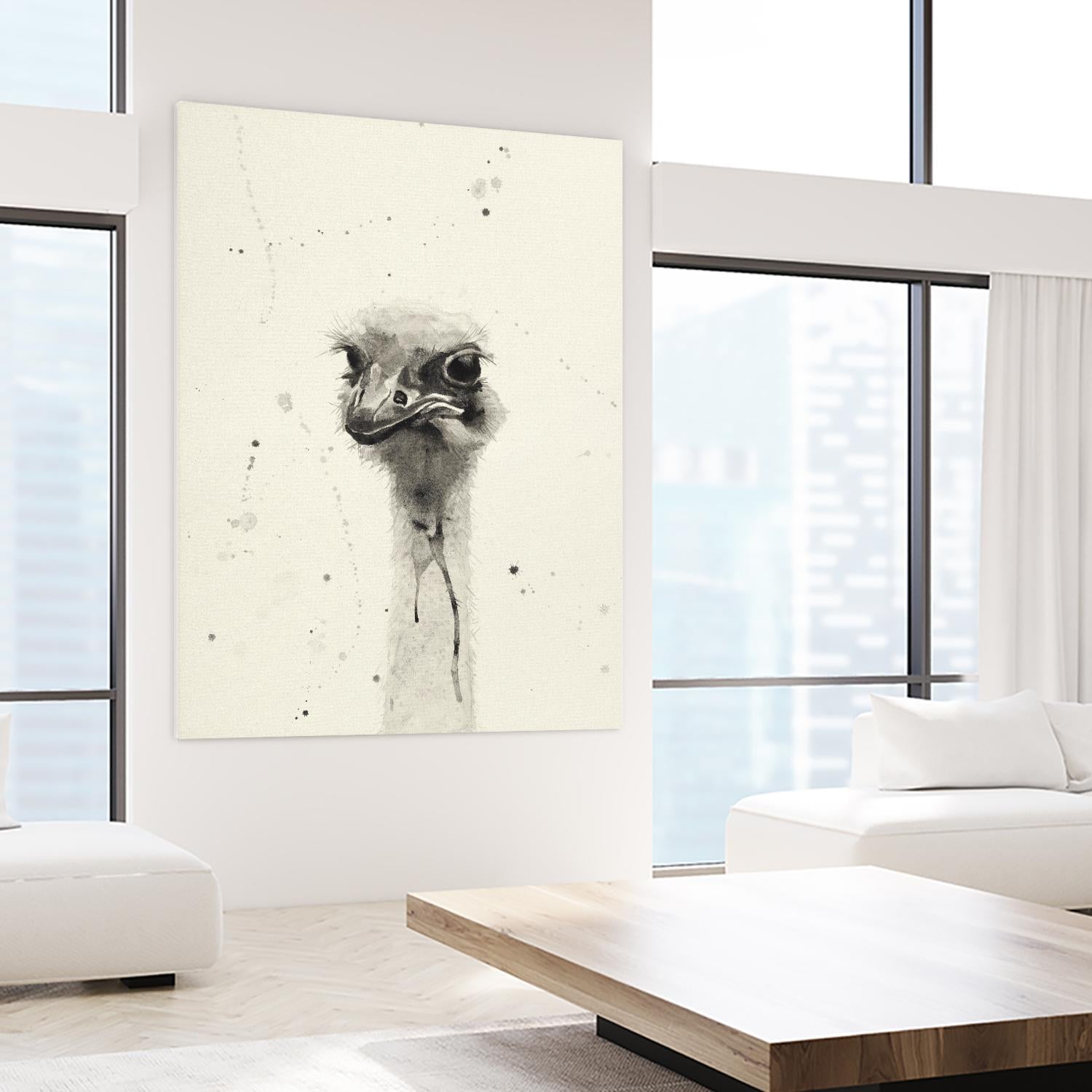 Watercolor Ostrich 2 by Ben Gordon on GIANT ART - beige animals