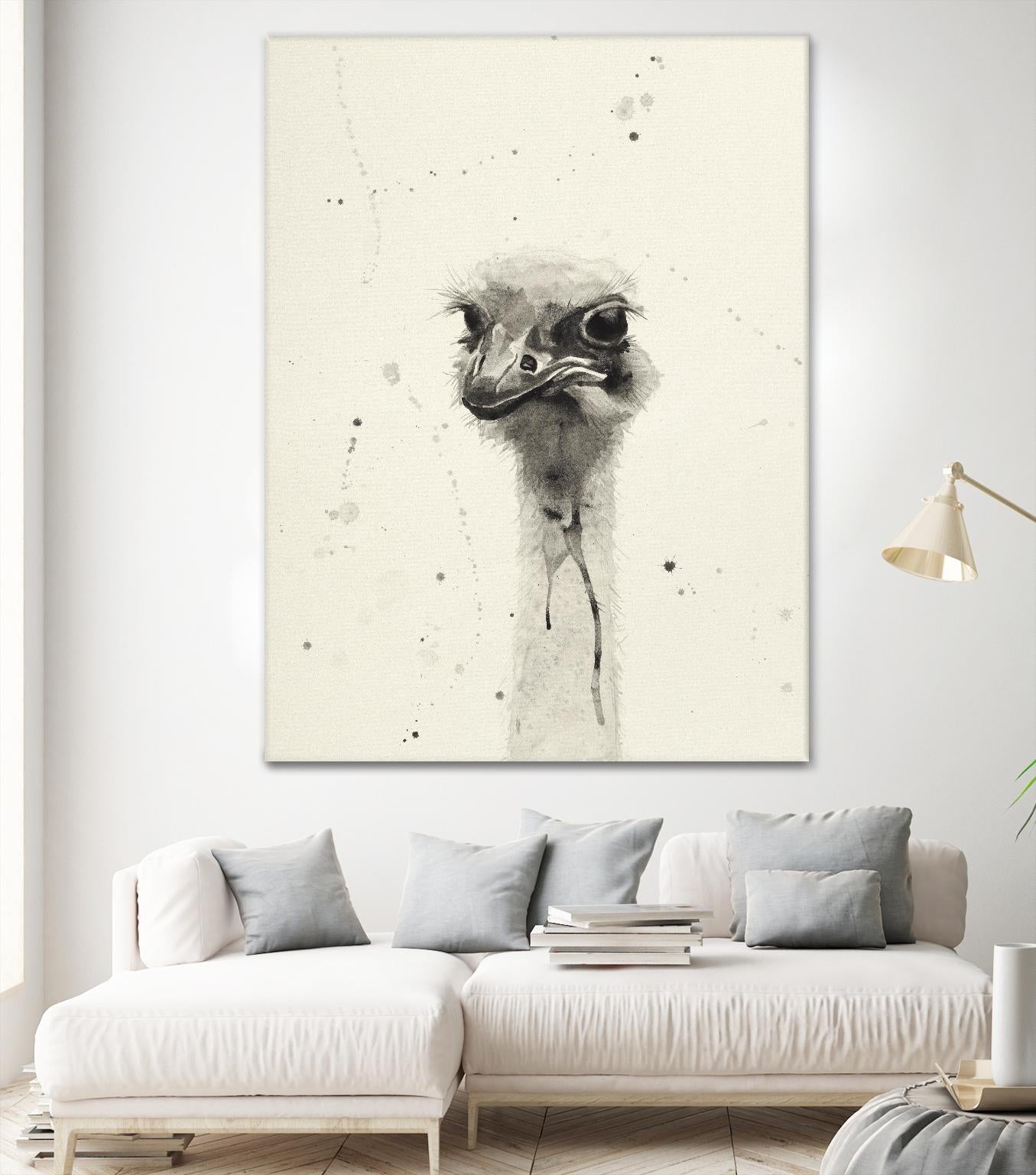 Watercolor Ostrich 2 by Ben Gordon on GIANT ART - beige animals