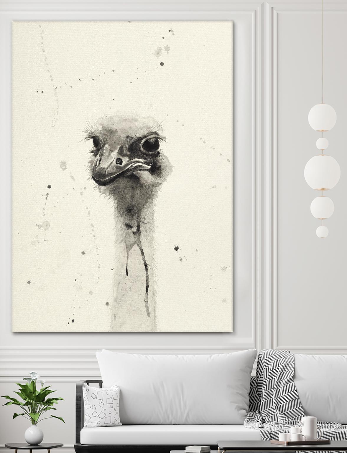 Watercolor Ostrich 2 by Ben Gordon on GIANT ART - beige animals
