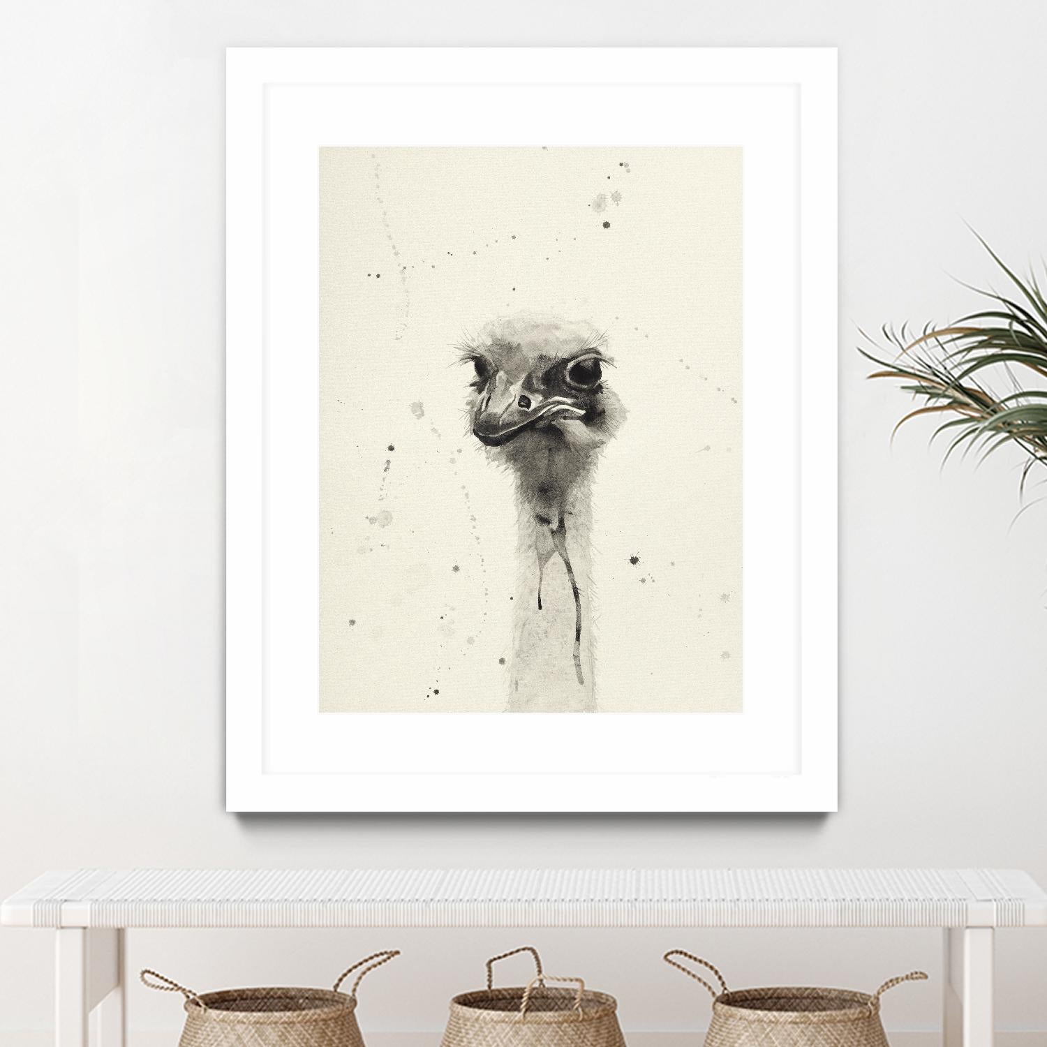 Watercolor Ostrich 2 by Ben Gordon on GIANT ART - beige animals