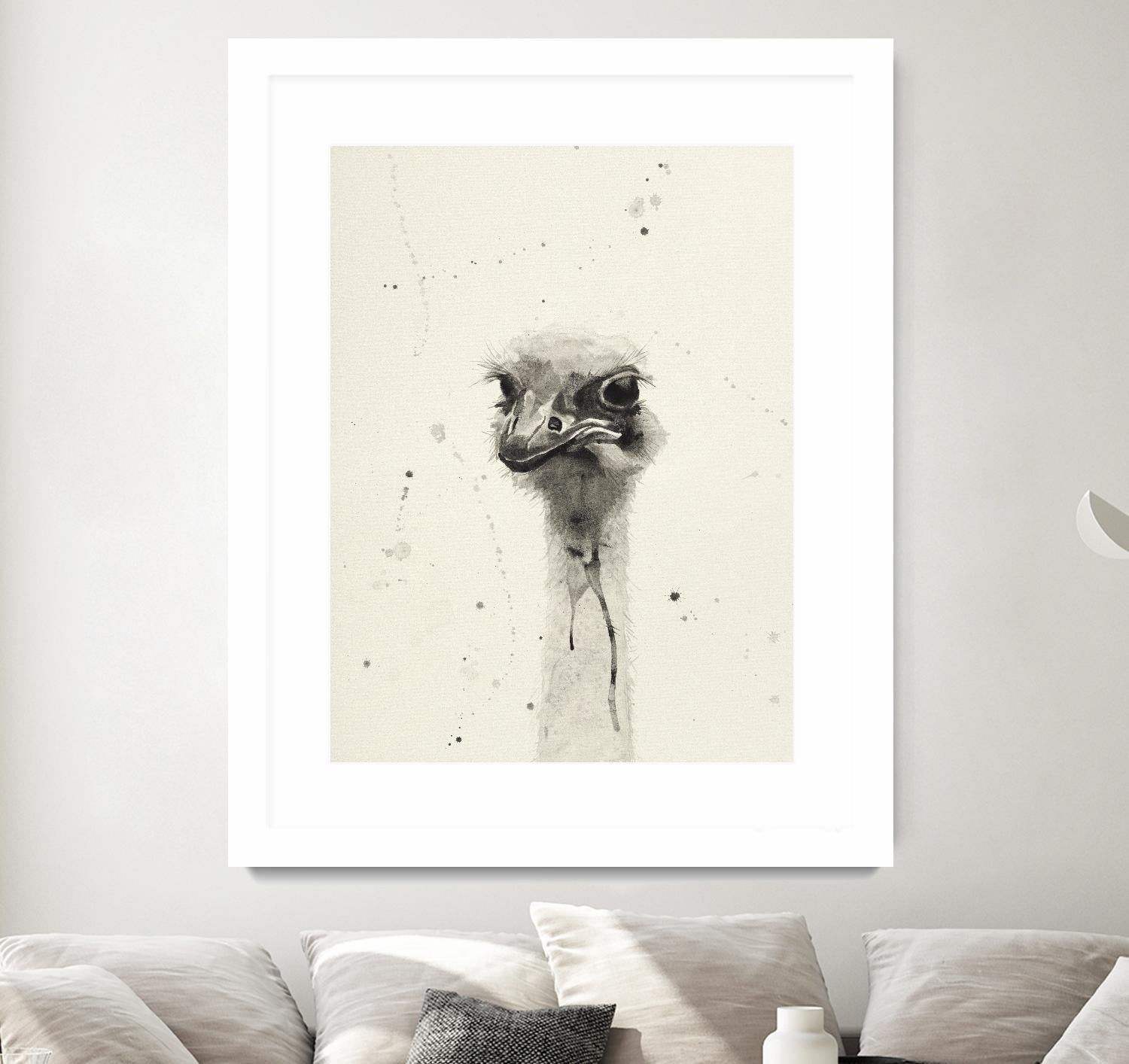 Watercolor Ostrich 2 by Ben Gordon on GIANT ART - beige animals