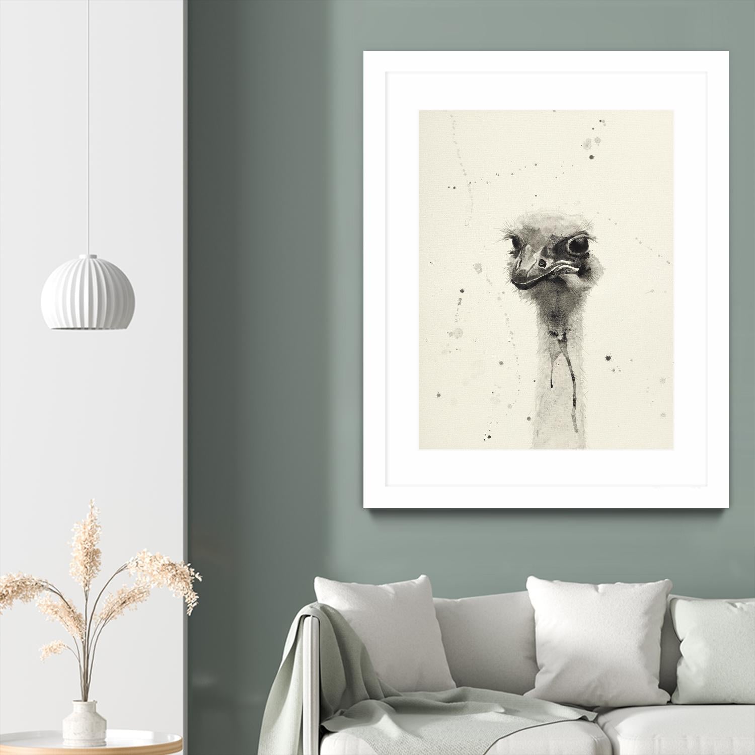 Watercolor Ostrich 2 by Ben Gordon on GIANT ART - beige animals