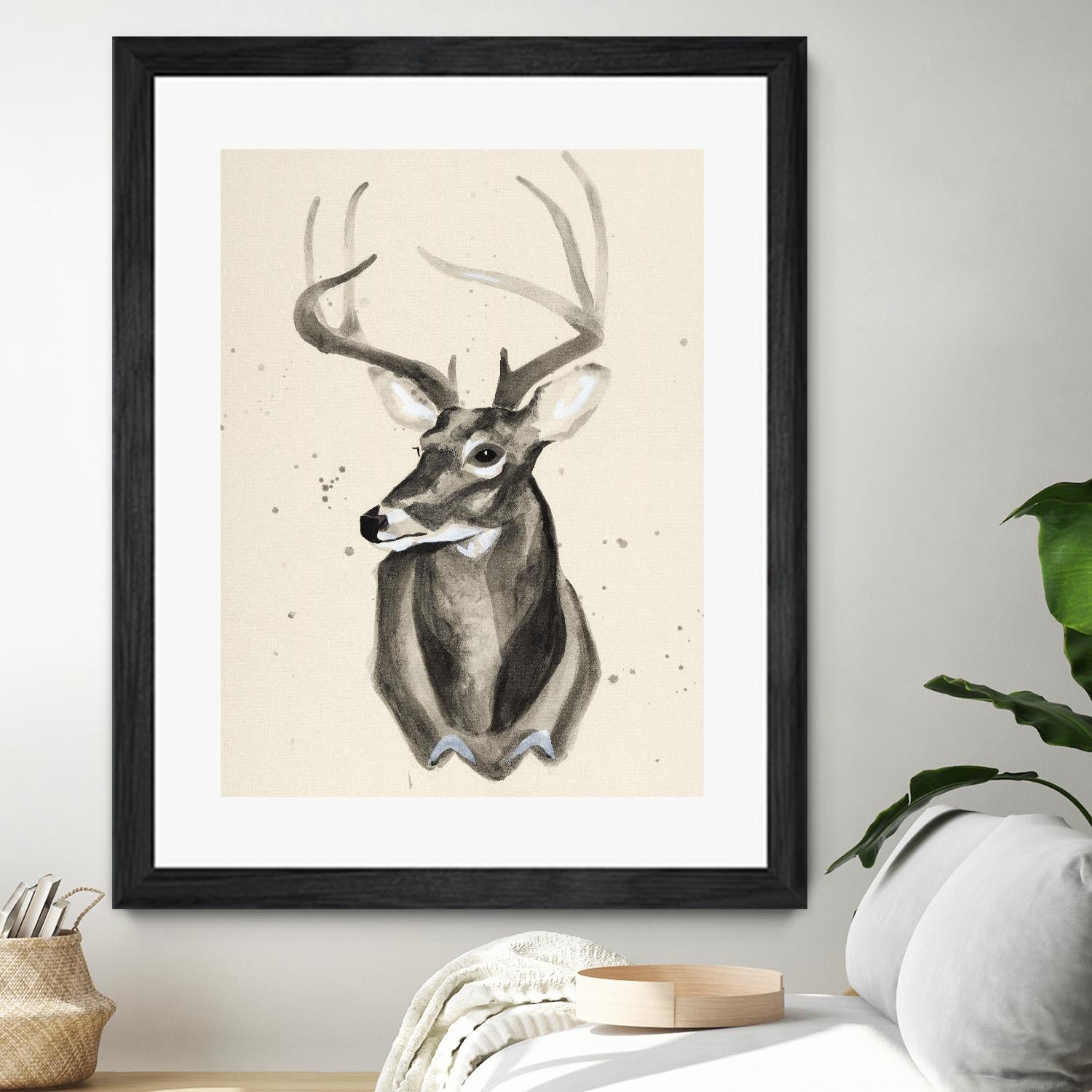 Watercolor Deer Head 3 by Ben Gordon on GIANT ART - beige animals