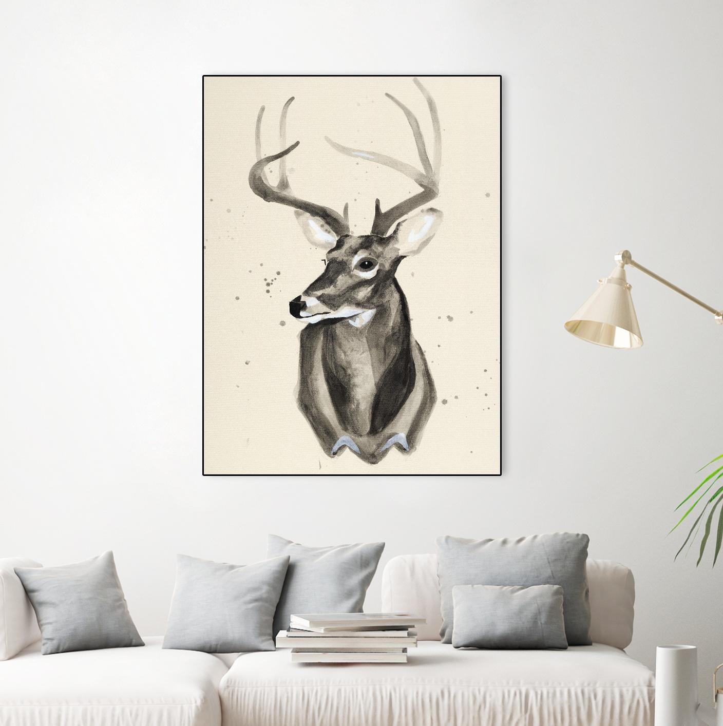 Watercolor Deer Head 3 by Ben Gordon on GIANT ART - beige animals