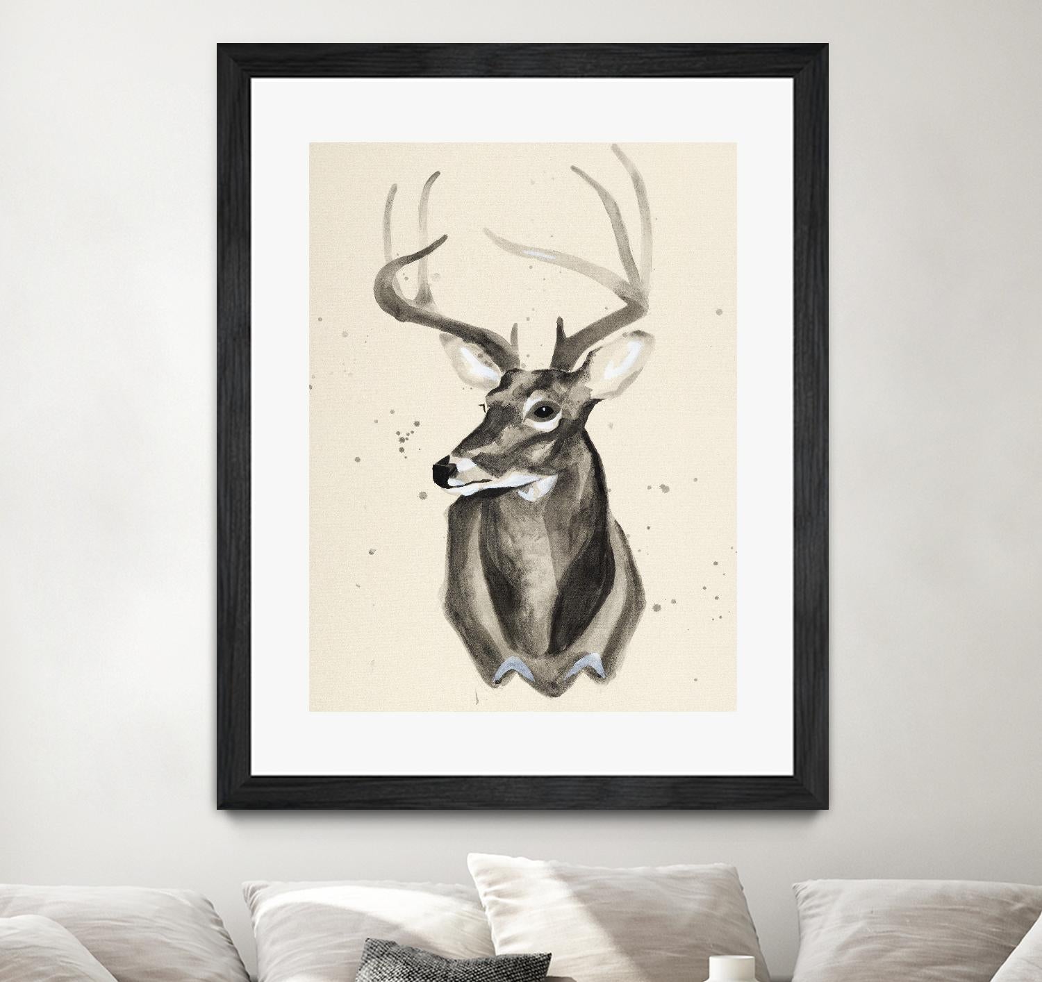 Watercolor Deer Head 3 by Ben Gordon on GIANT ART - beige animals