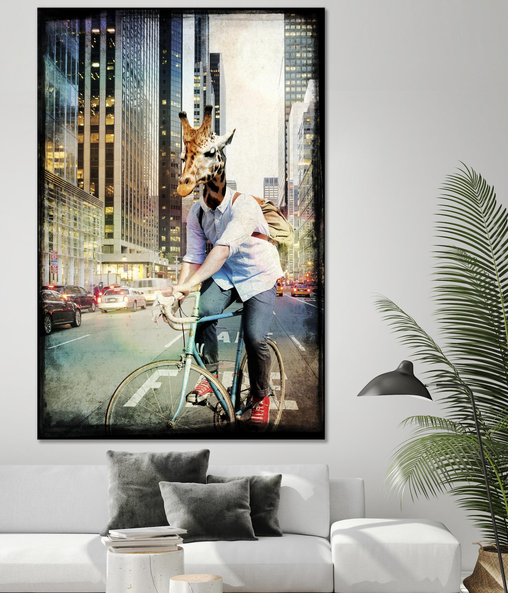 Giraffe on a Bike by GI ArtLab on GIANT ART - black contemporary