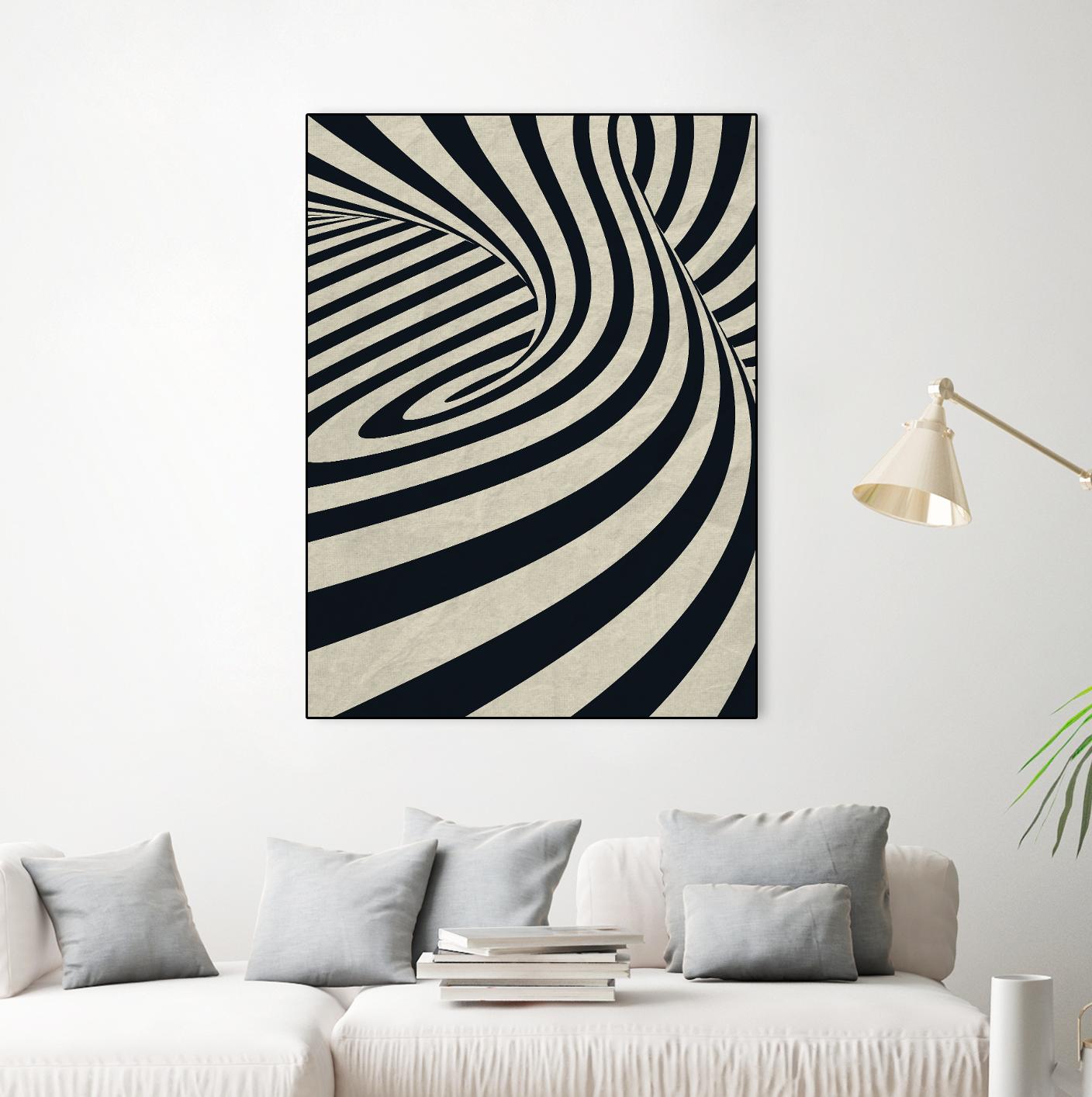 Black Swirls D by THE Studio on GIANT ART - beige abstract