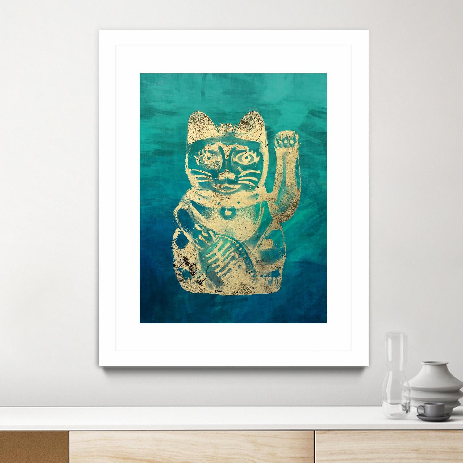 Lucky Cat by THE Studio on GIANT ART - beige oriental