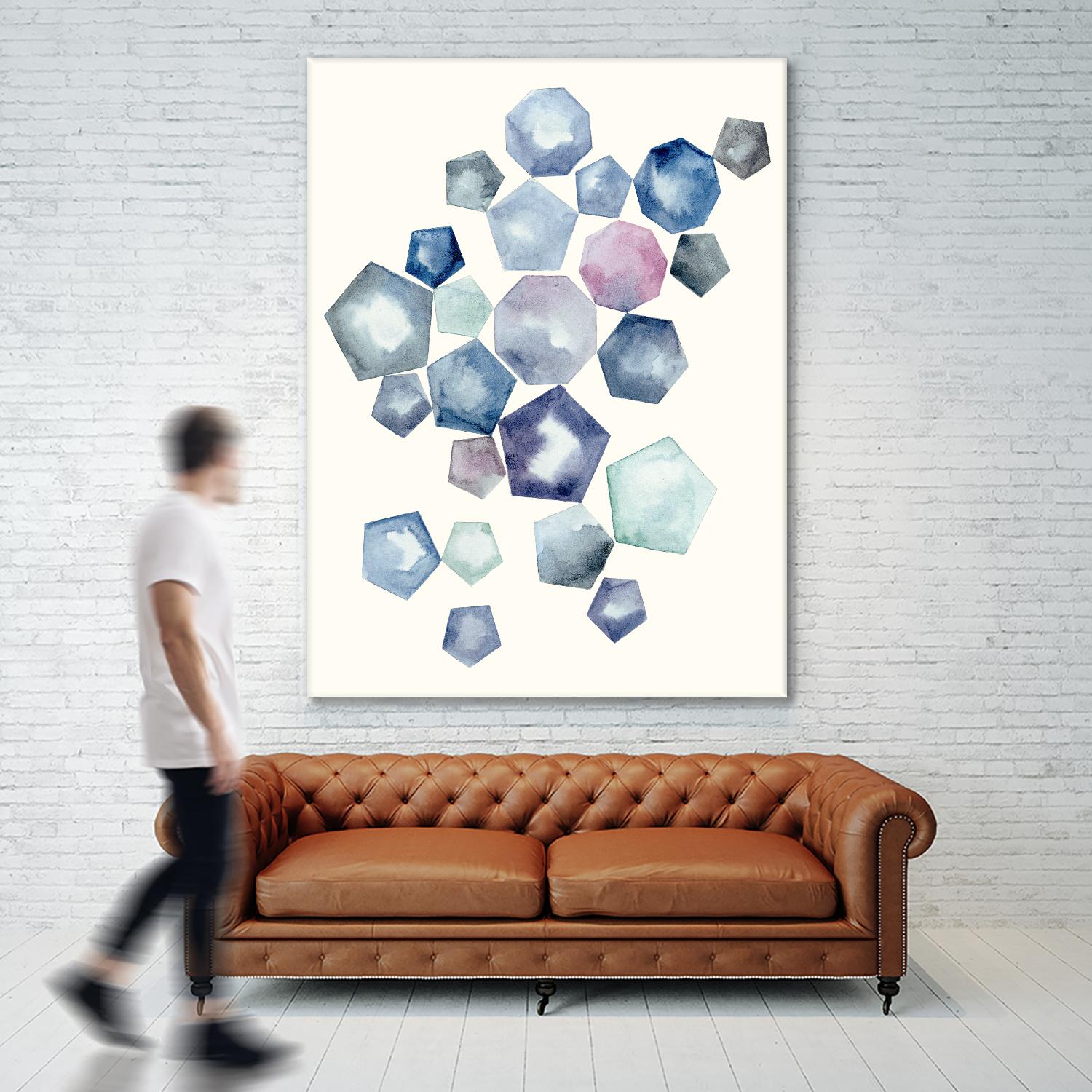 Watercolor Hexagons A by Natasha Marie on GIANT ART - red abstract