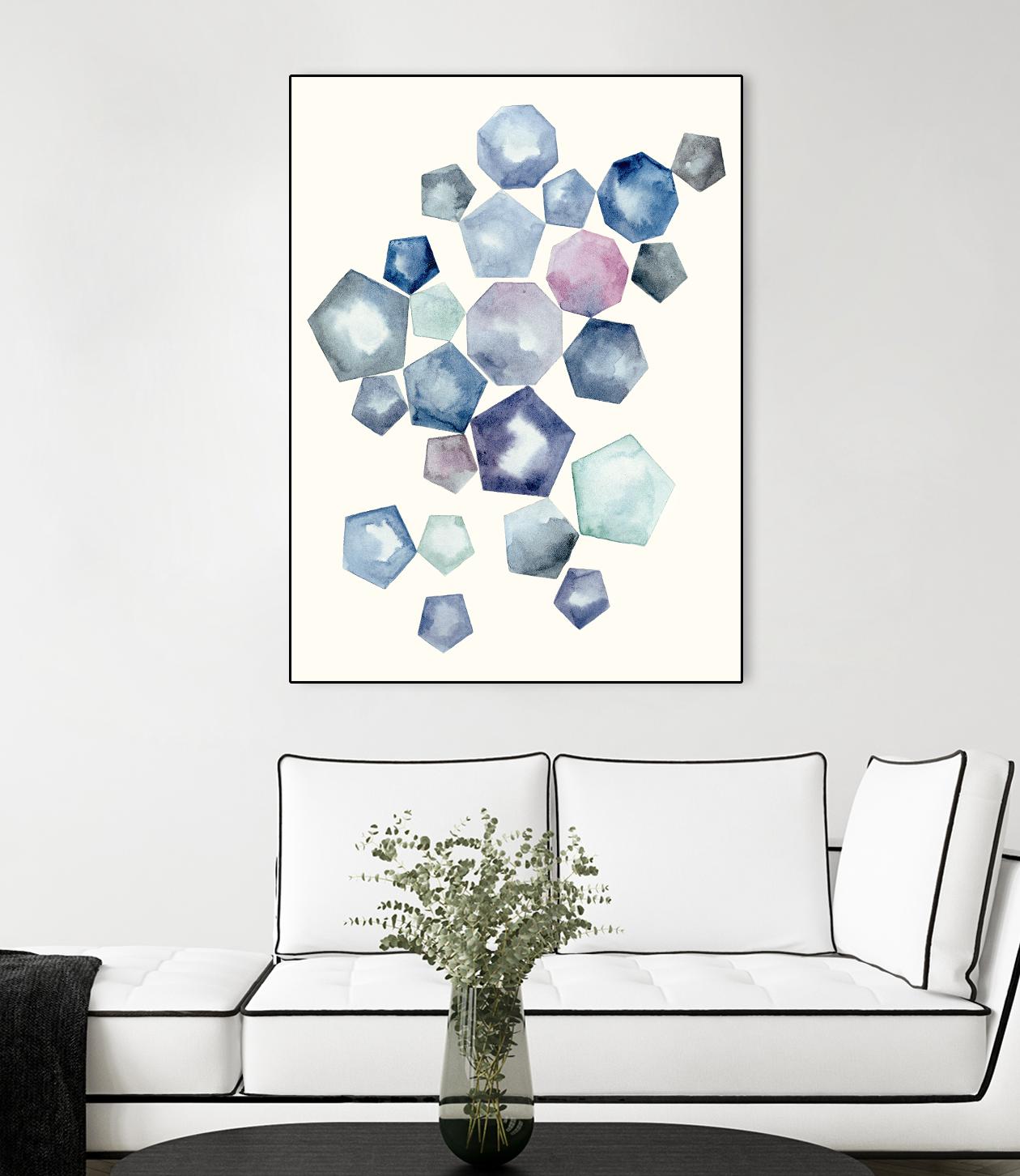 Watercolor Hexagons A by Natasha Marie on GIANT ART - red abstract