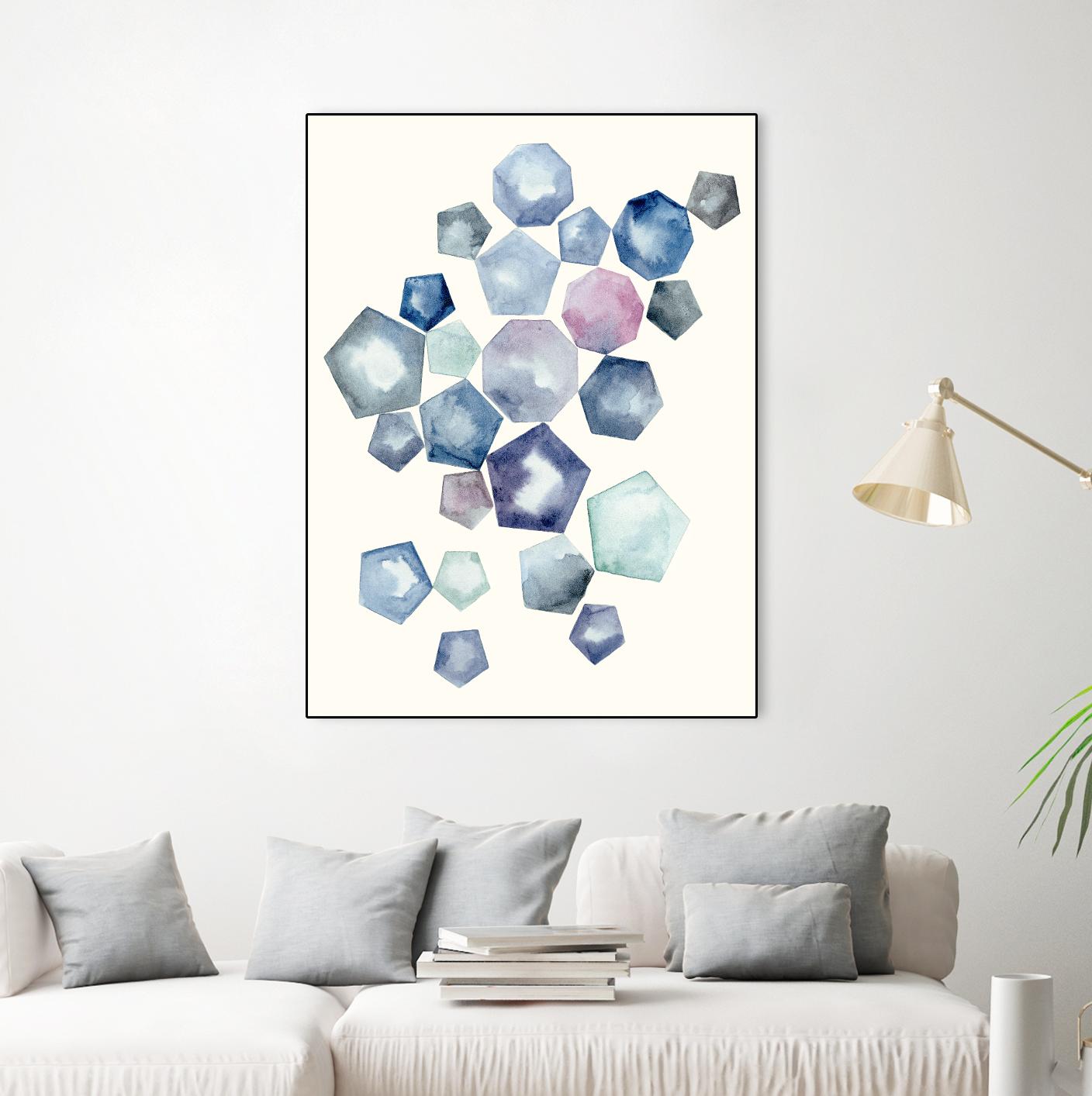 Watercolor Hexagons A by Natasha Marie on GIANT ART - red abstract