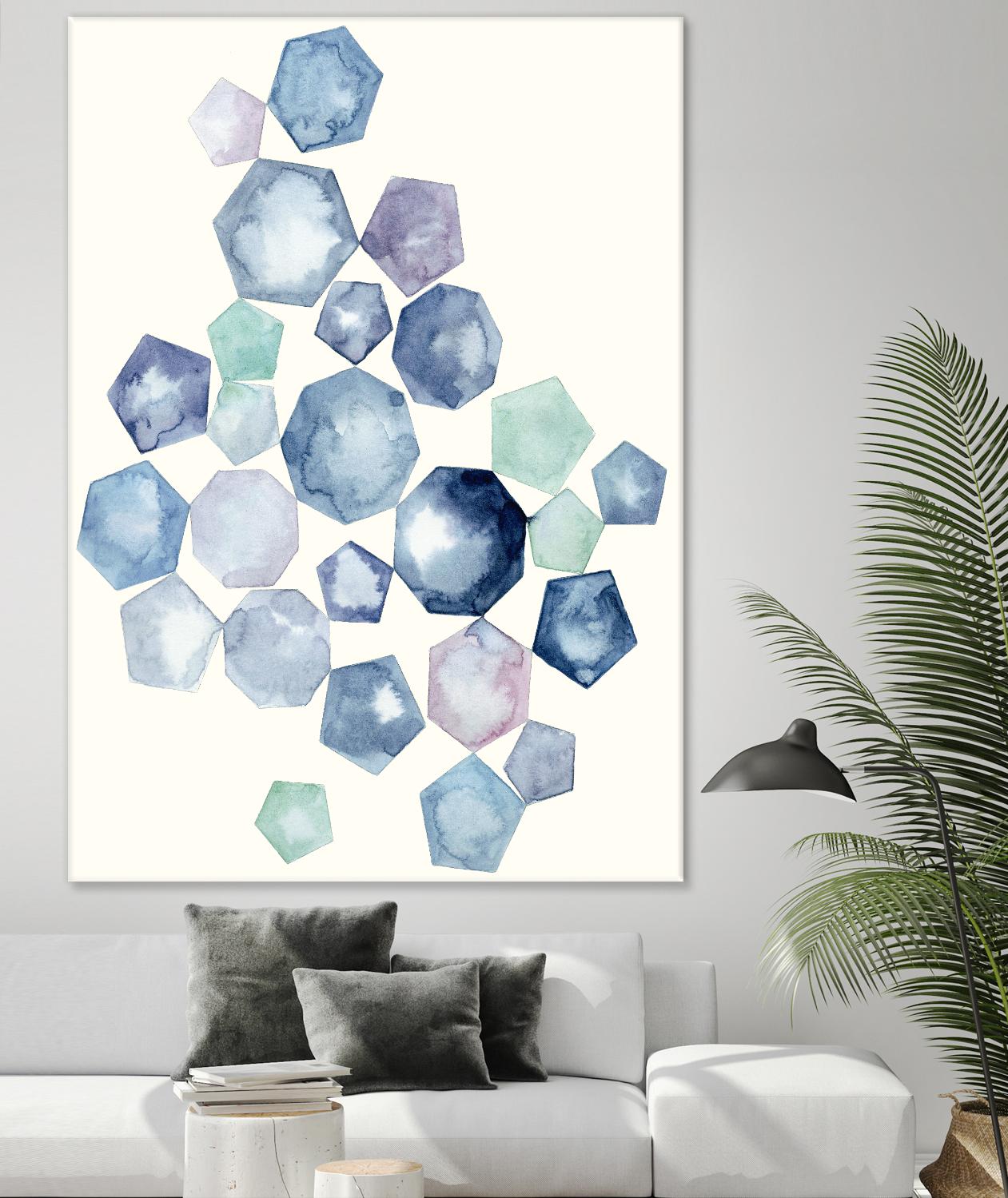 Watercolor Hexagons B by Natasha Marie on GIANT ART - red abstract