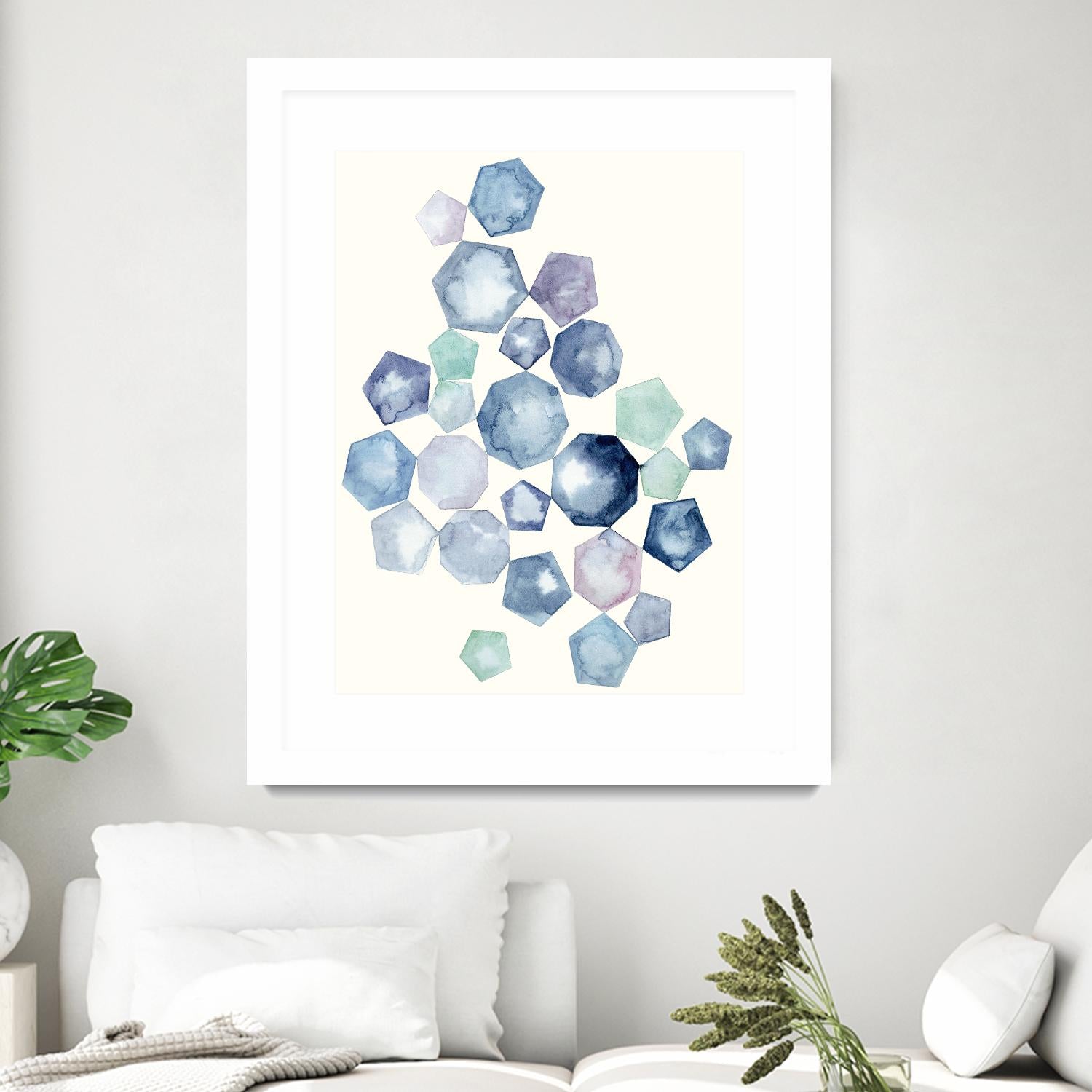 Watercolor Hexagons B by Natasha Marie on GIANT ART - red abstract
