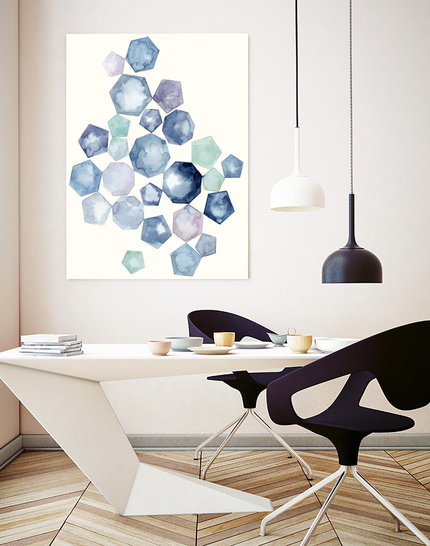 Watercolor Hexagons B by Natasha Marie on GIANT ART - red abstract