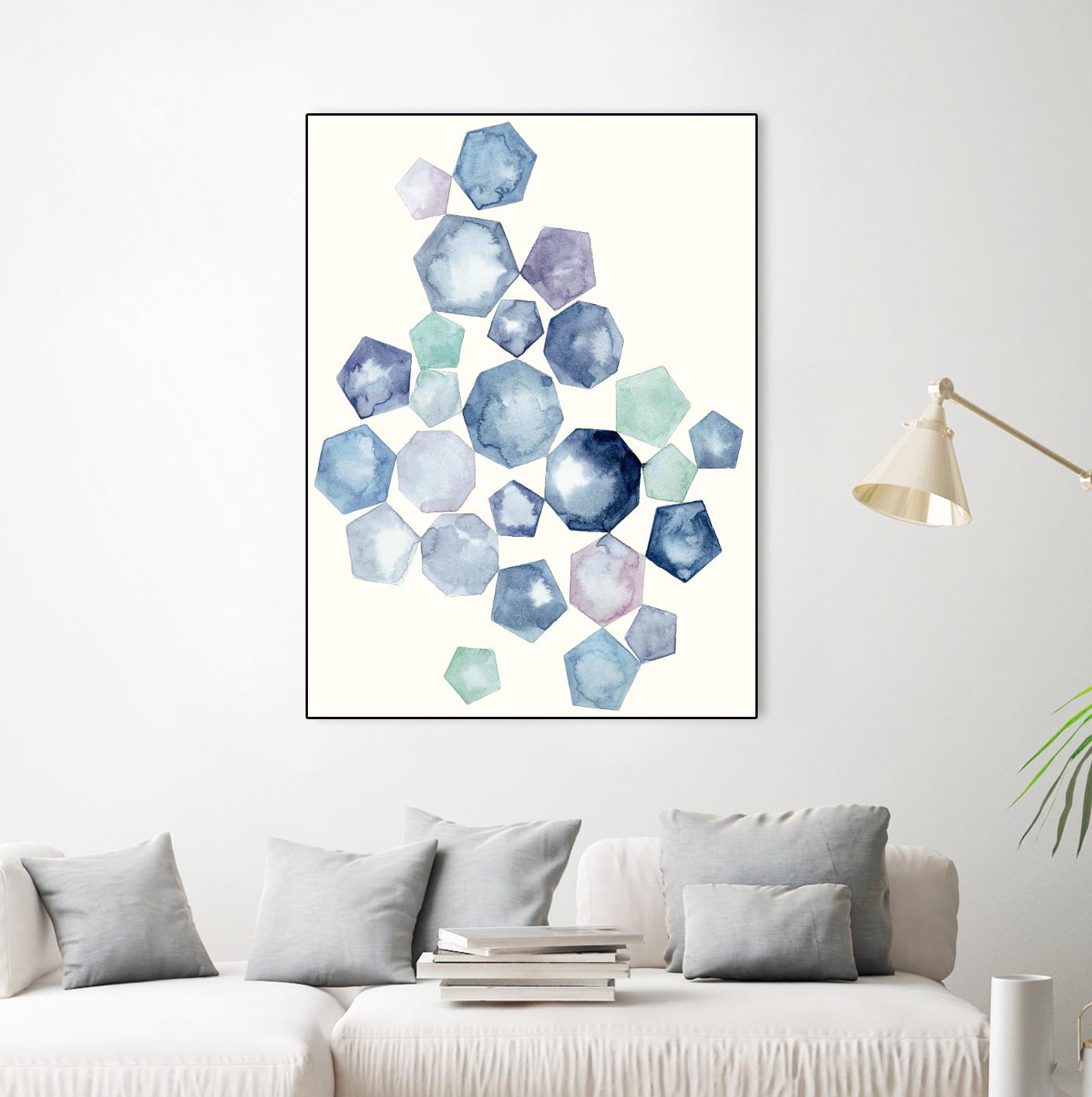 Watercolor Hexagons B by Natasha Marie on GIANT ART - red abstract