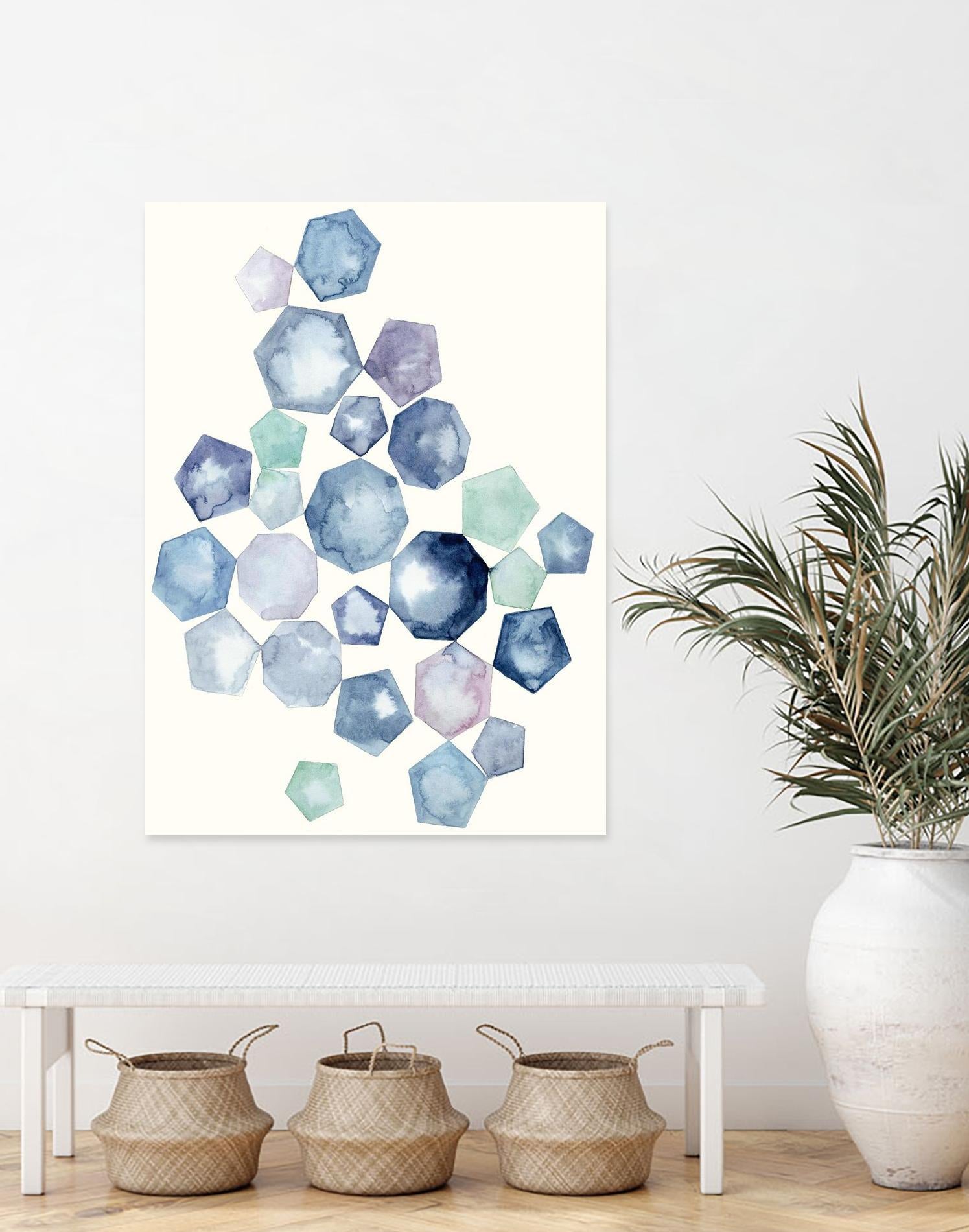 Watercolor Hexagons B by Natasha Marie on GIANT ART - red abstract