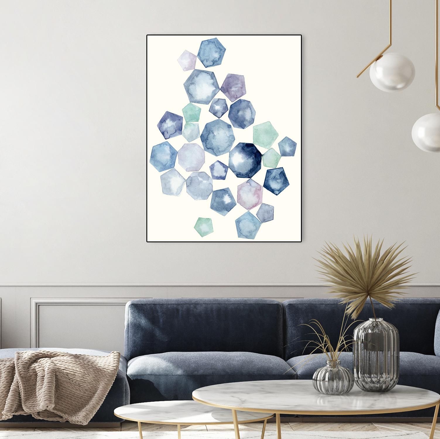 Watercolor Hexagons B by Natasha Marie on GIANT ART - red abstract