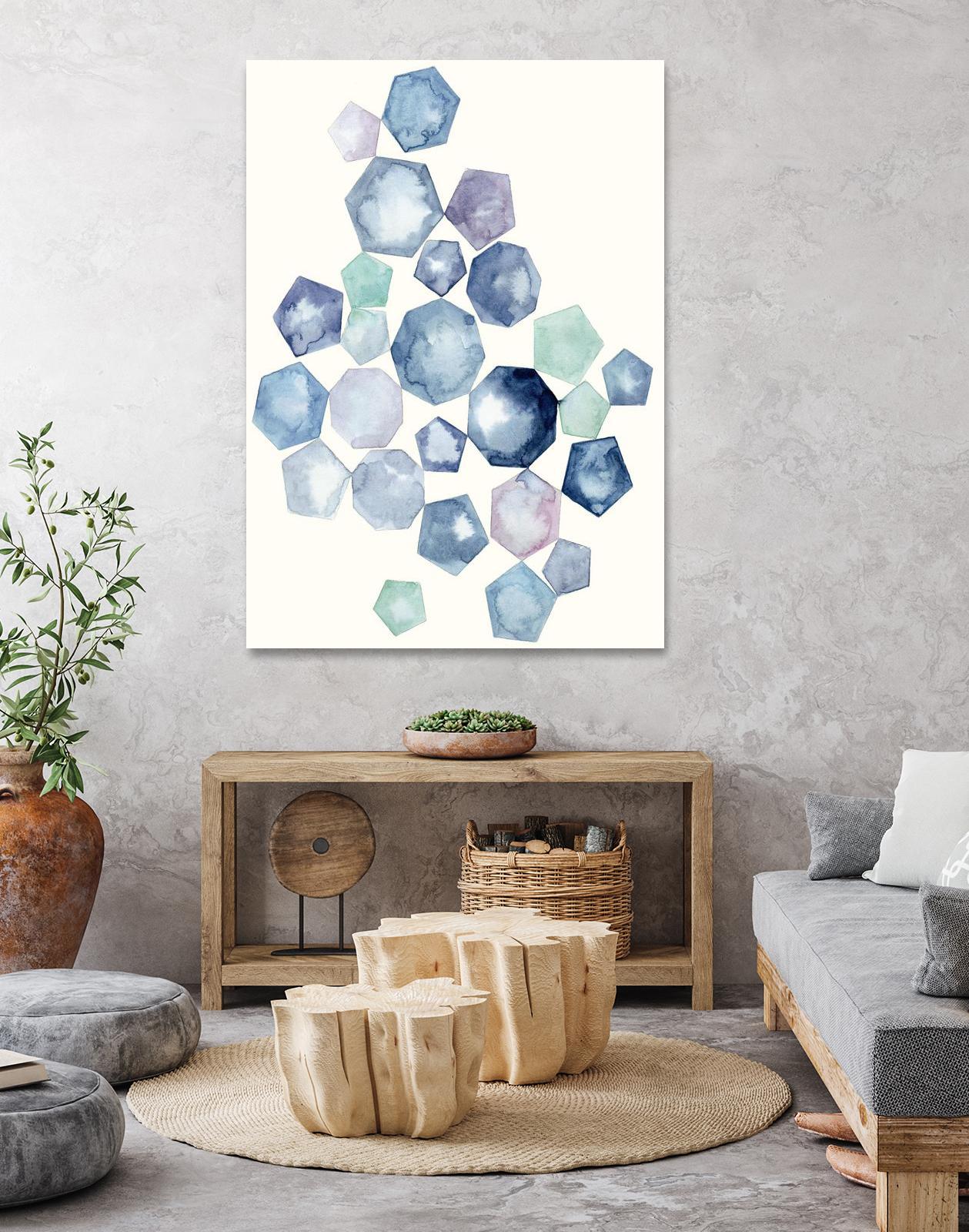 Watercolor Hexagons B by Natasha Marie on GIANT ART - red abstract