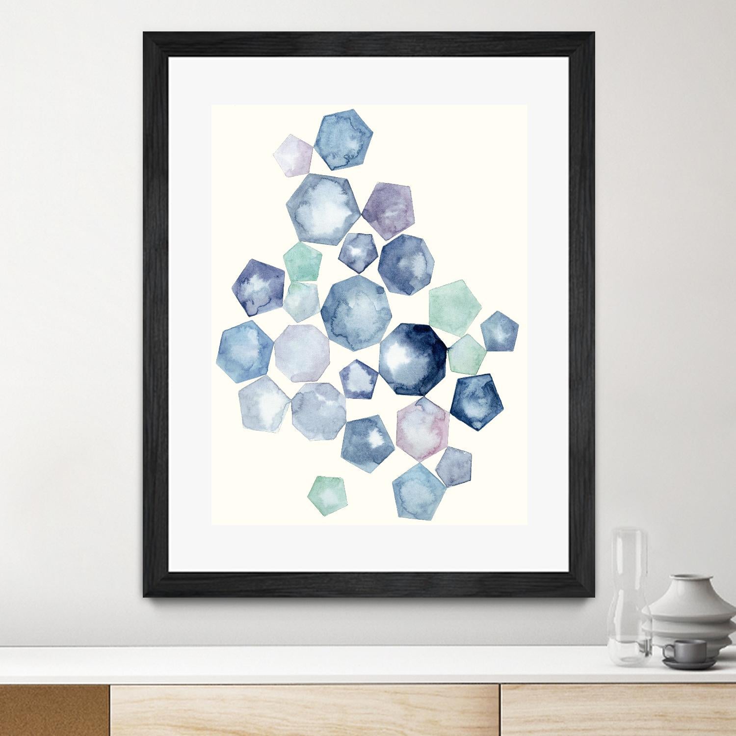 Watercolor Hexagons B by Natasha Marie on GIANT ART - red abstract