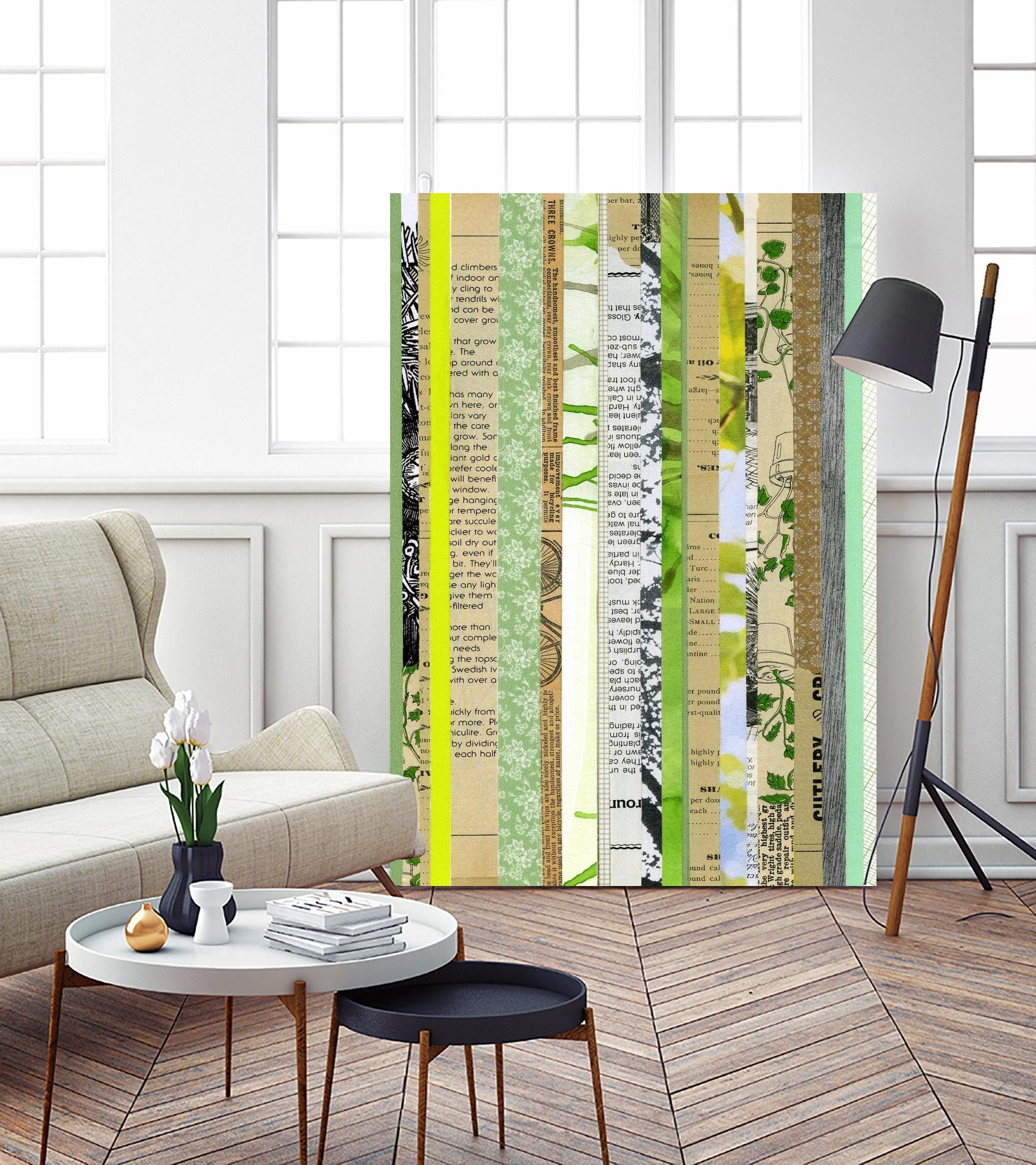 Paper Strip Collage C by Natasha Marie on GIANT ART - green abstract