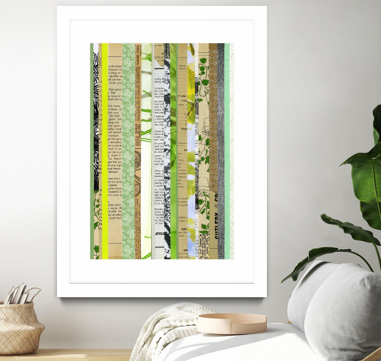 Paper Strip Collage C by Natasha Marie on GIANT ART - green abstract