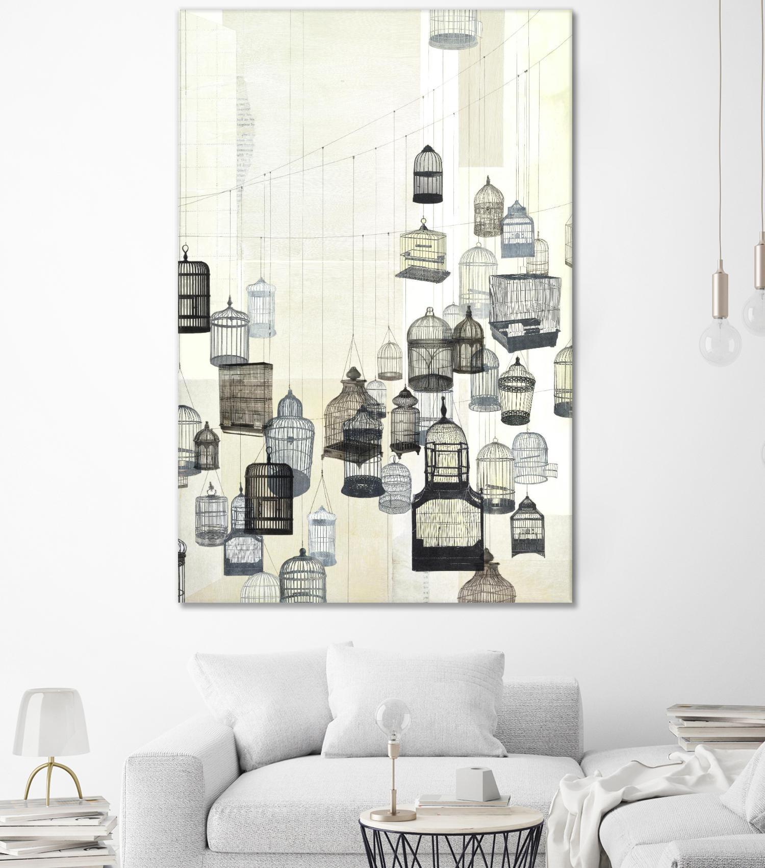 Birdcages 2 by NM Studio on GIANT ART - beige contemporary bird