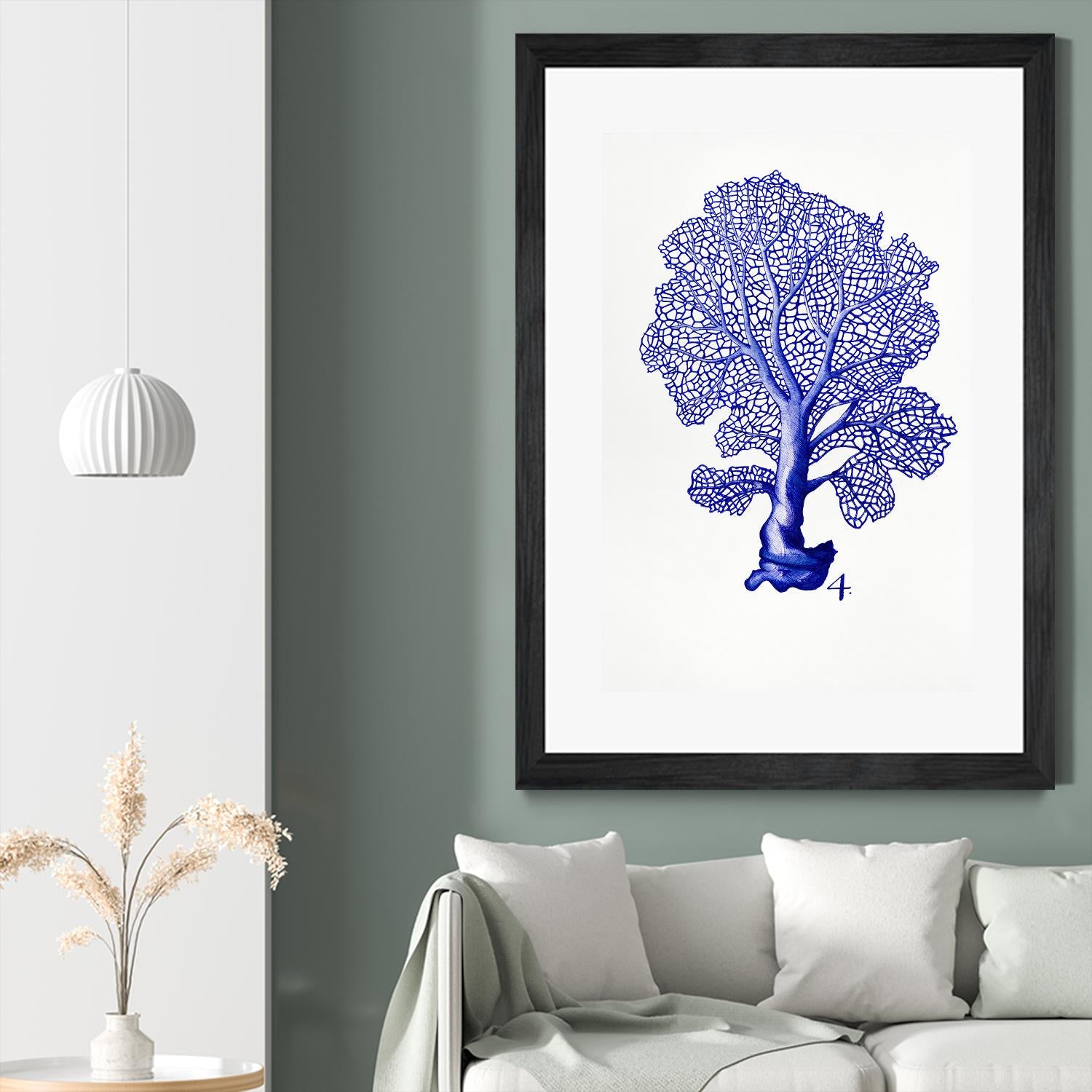 Sea Life in Pen 4 by Millie Brooks on GIANT ART - blue botanical