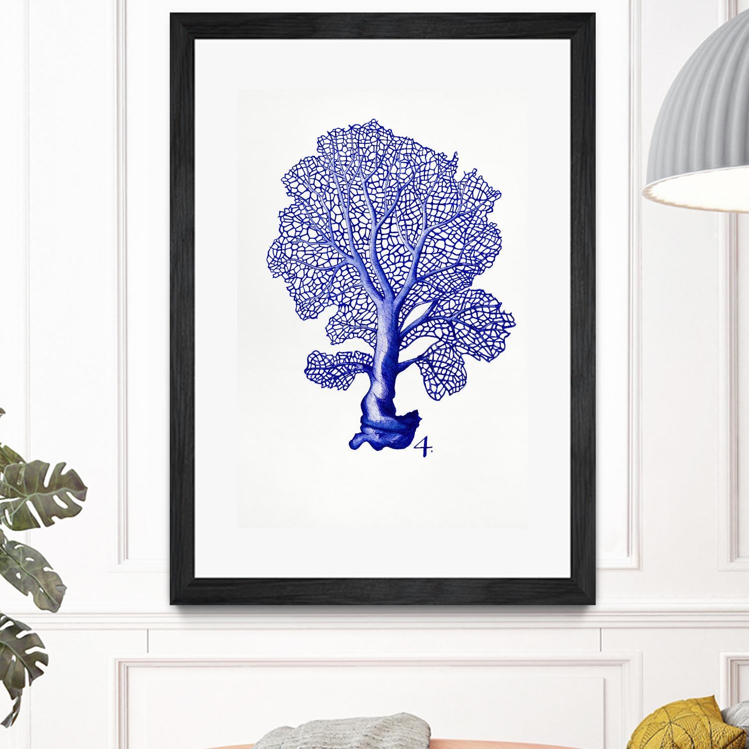 Sea Life in Pen 4 by Millie Brooks on GIANT ART - blue botanical