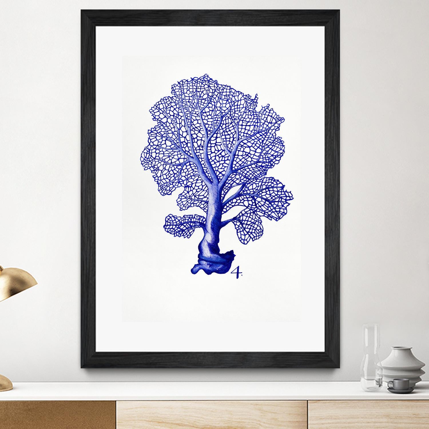 Sea Life in Pen 4 by Millie Brooks on GIANT ART - blue botanical