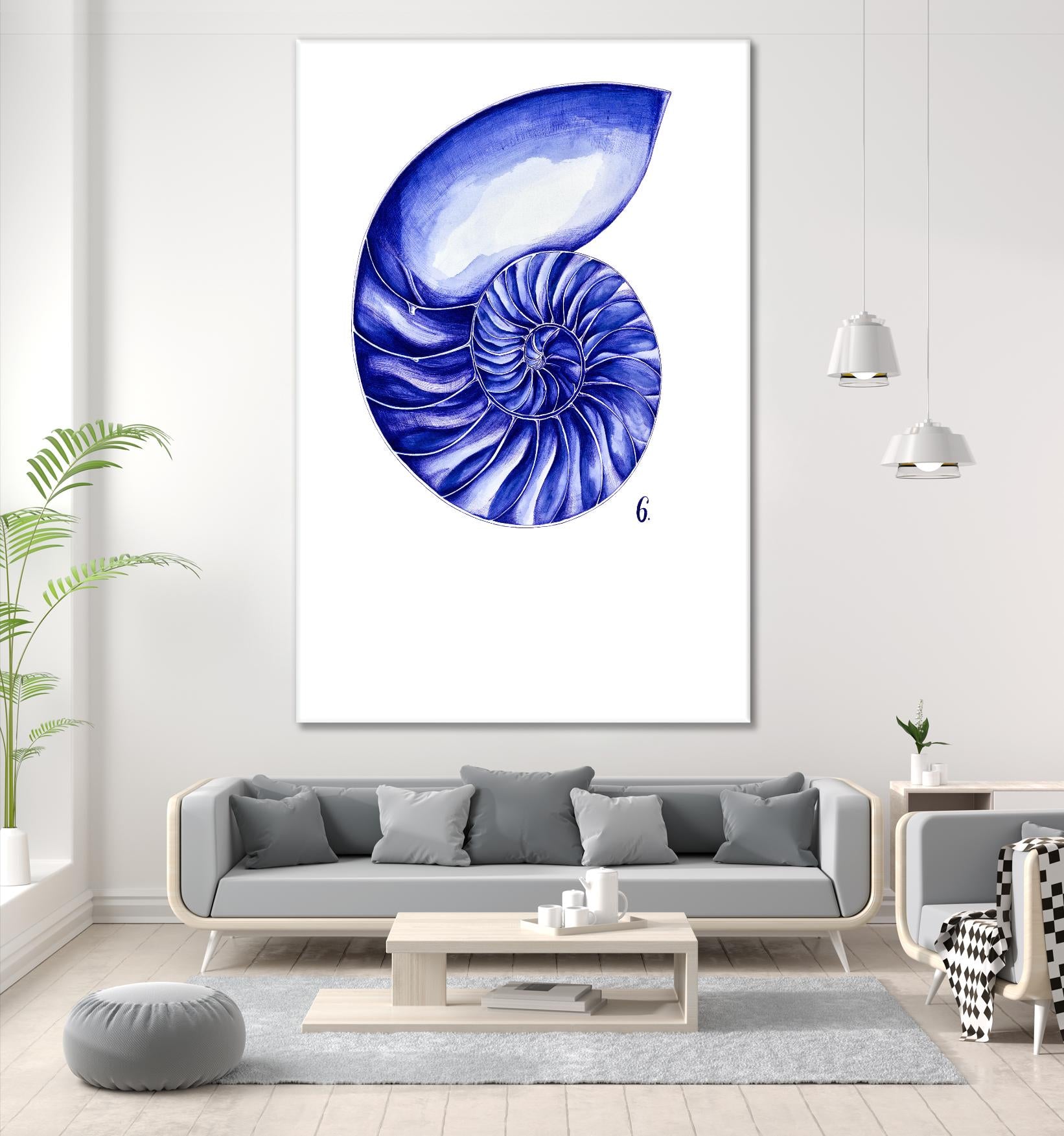 Sea Life in Pen 6 by Millie Brooks on GIANT ART - blue nautical