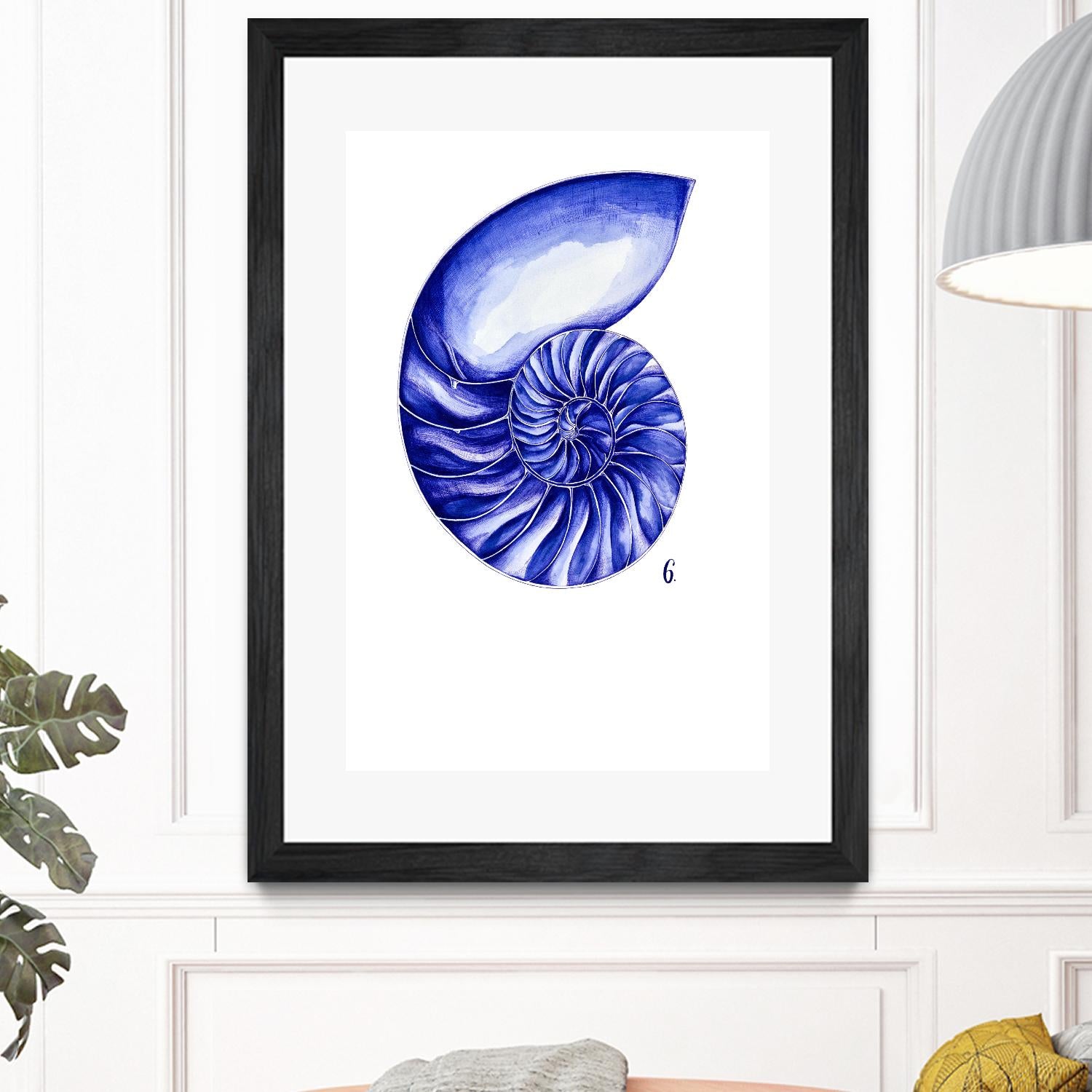 Sea Life in Pen 6 by Millie Brooks on GIANT ART - blue botanical