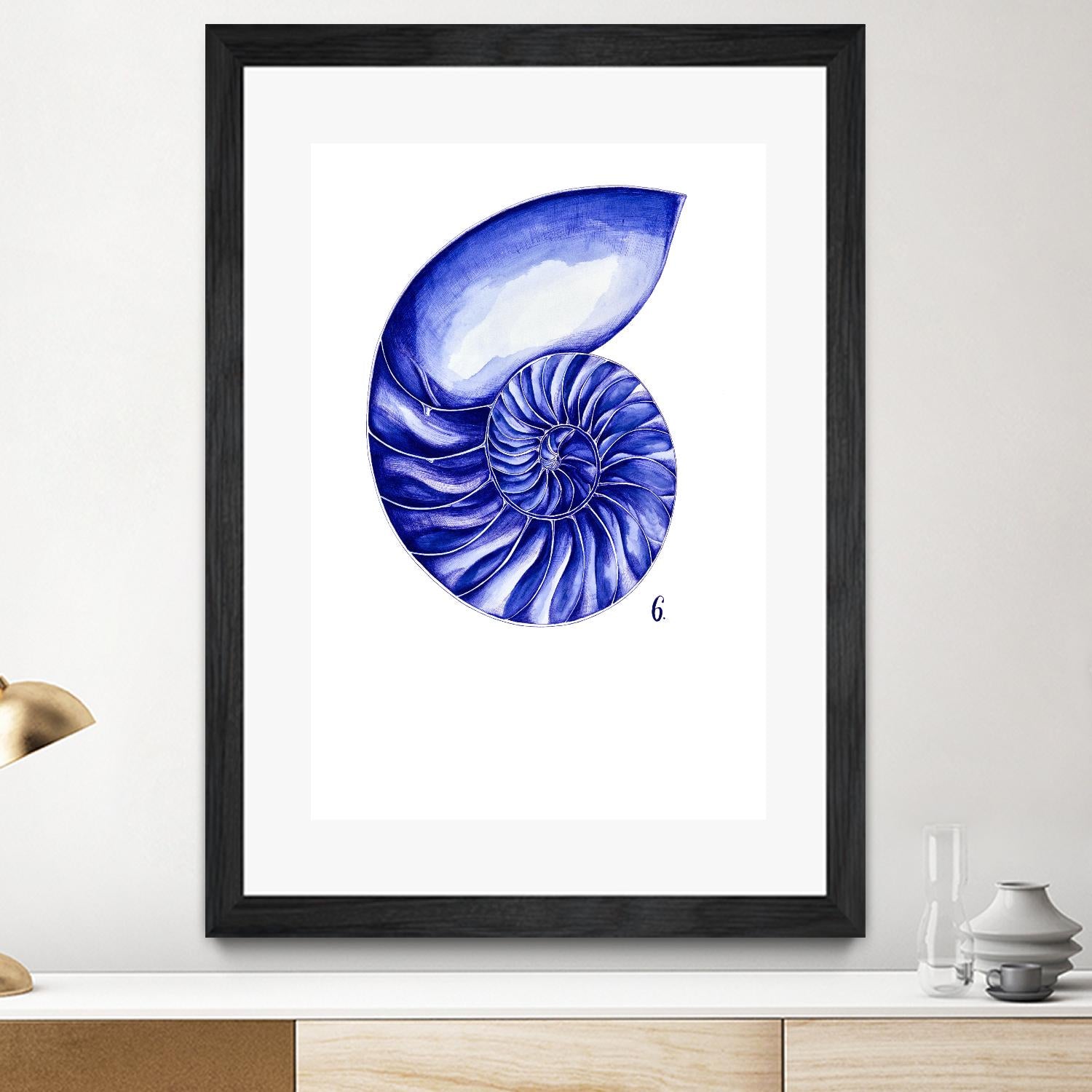 Sea Life in Pen 6 by Millie Brooks on GIANT ART - blue botanical