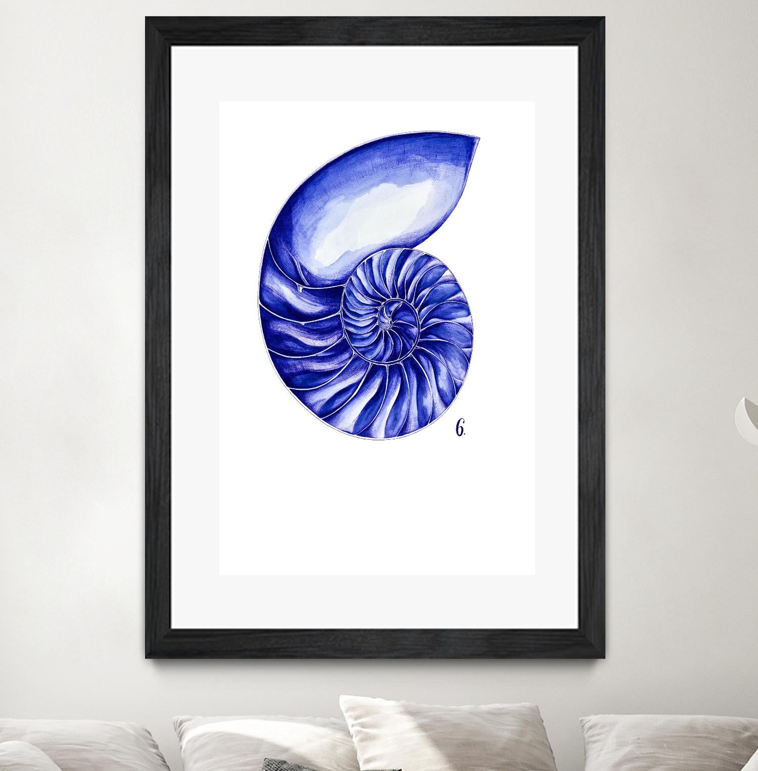Sea Life in Pen 6 by Millie Brooks on GIANT ART - blue botanical