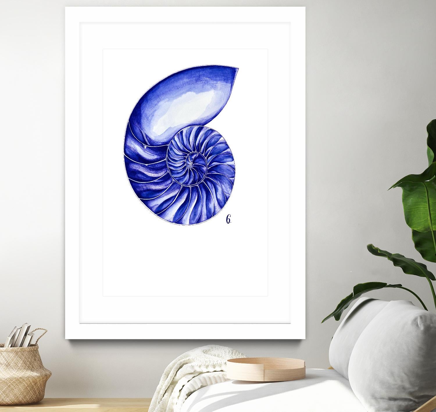 Sea Life in Pen 6 by Millie Brooks on GIANT ART - blue botanical