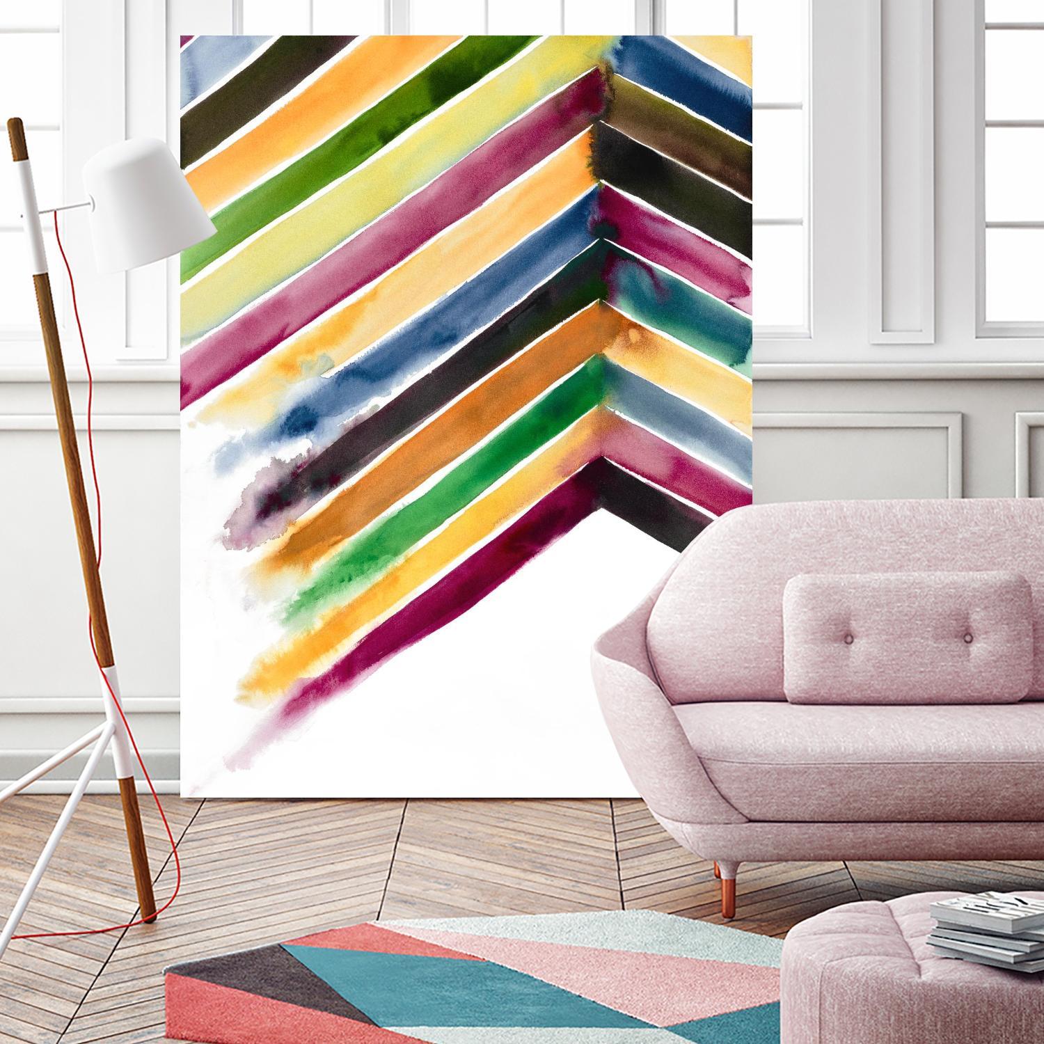 Inky Stripes 1 by Gordon, Ben Gordon on GIANT ART - green abstracts watercolor