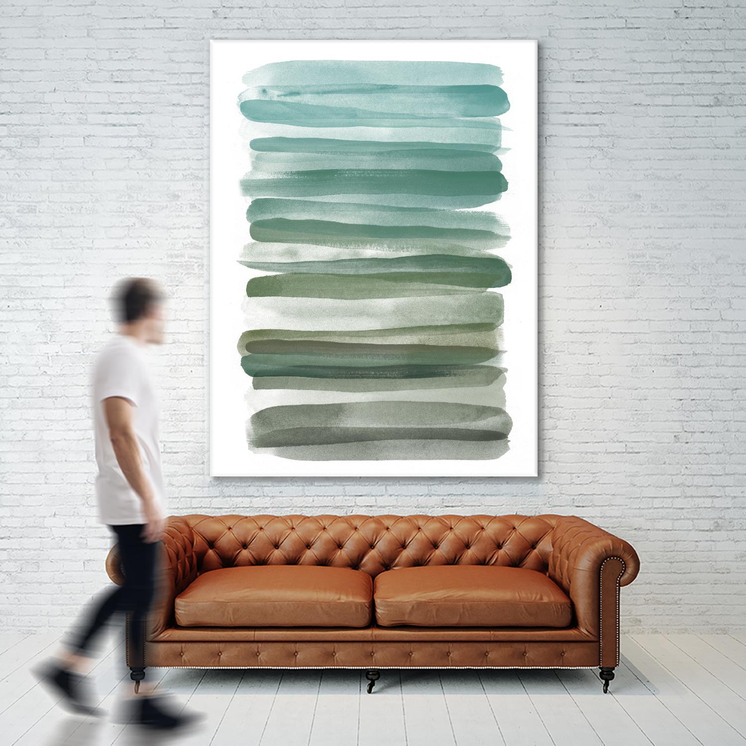 Watercolor Stripes A by THE Studio on GIANT ART - turquoise abstract