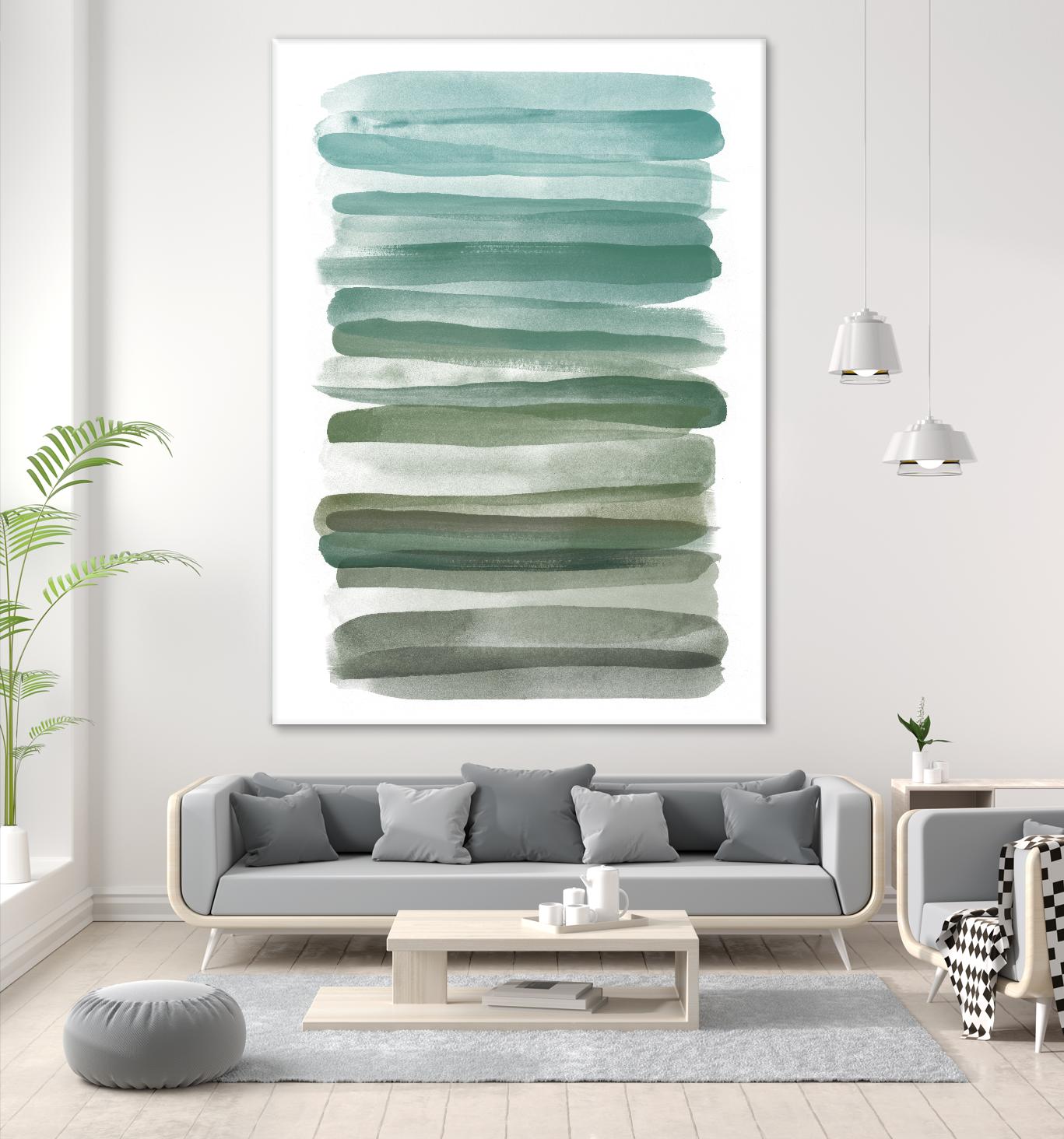 Watercolor Stripes A by THE Studio on GIANT ART - turquoise abstract